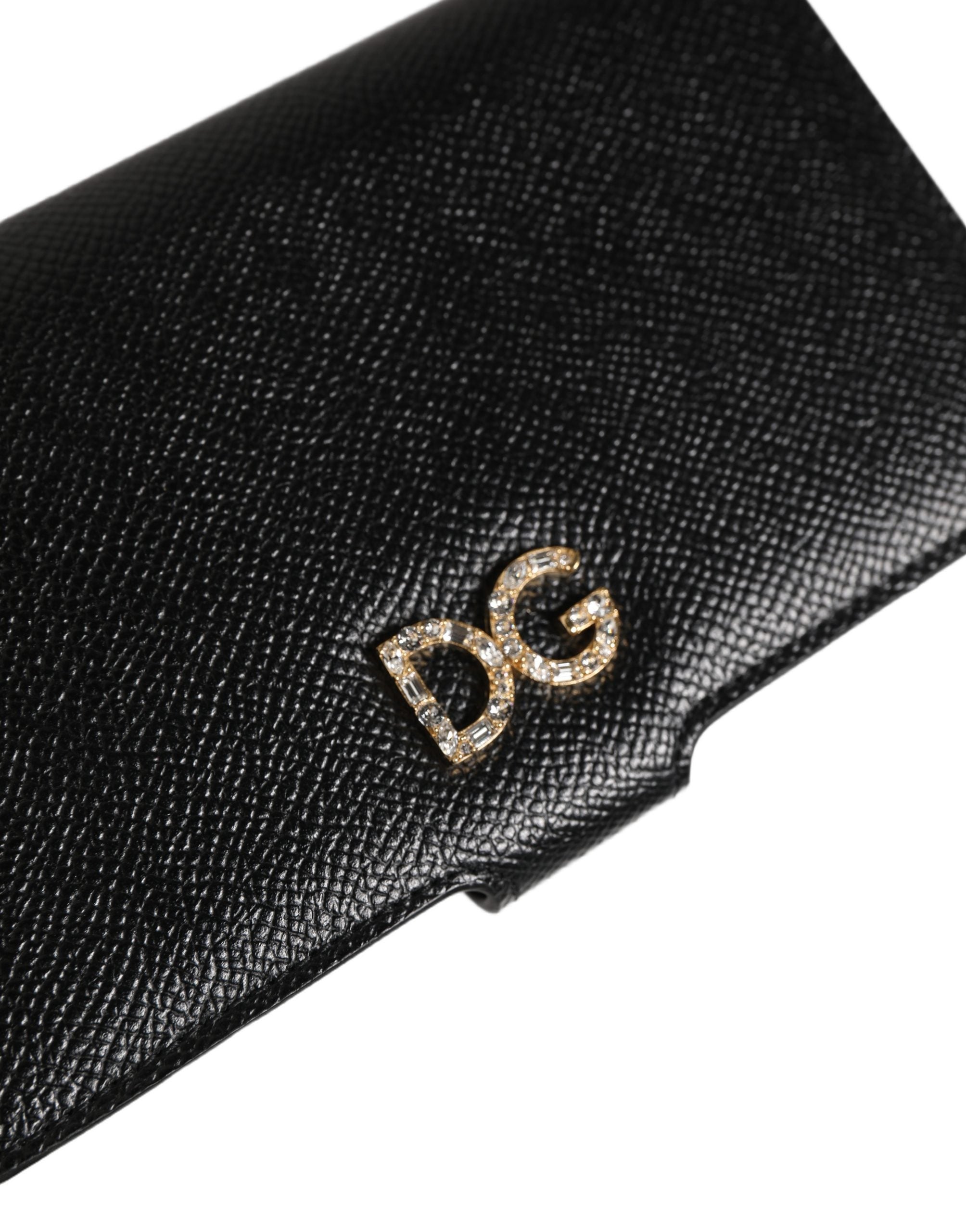 Dolce & Gabbana Case Flip Cover Black Calf Leather iPhone X - XS Phone Dolce & Gabbana