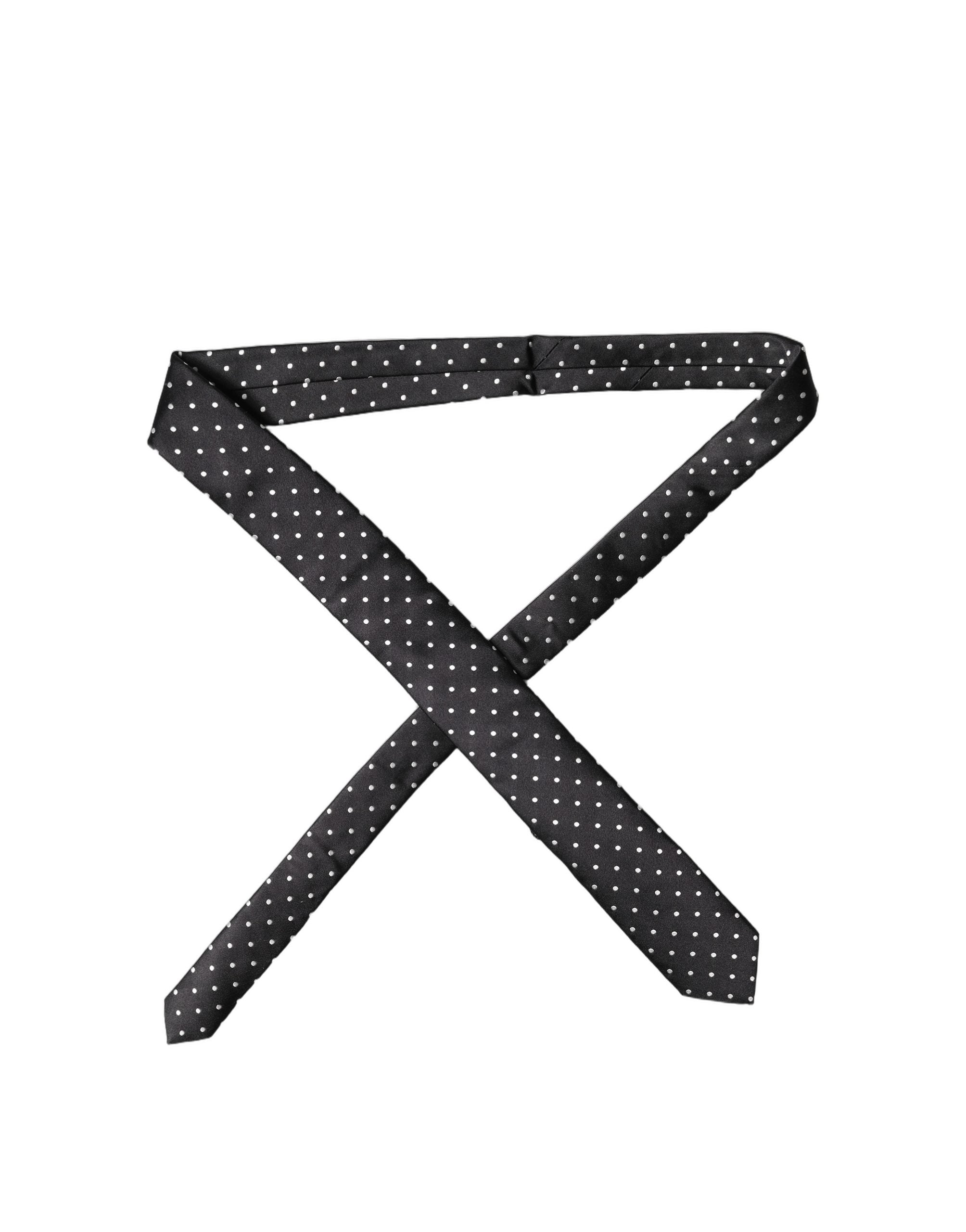 Dolce & Gabbana Black White Polka Dots Silk Adjustable Men Necktie Tie Dolce & Gabbana