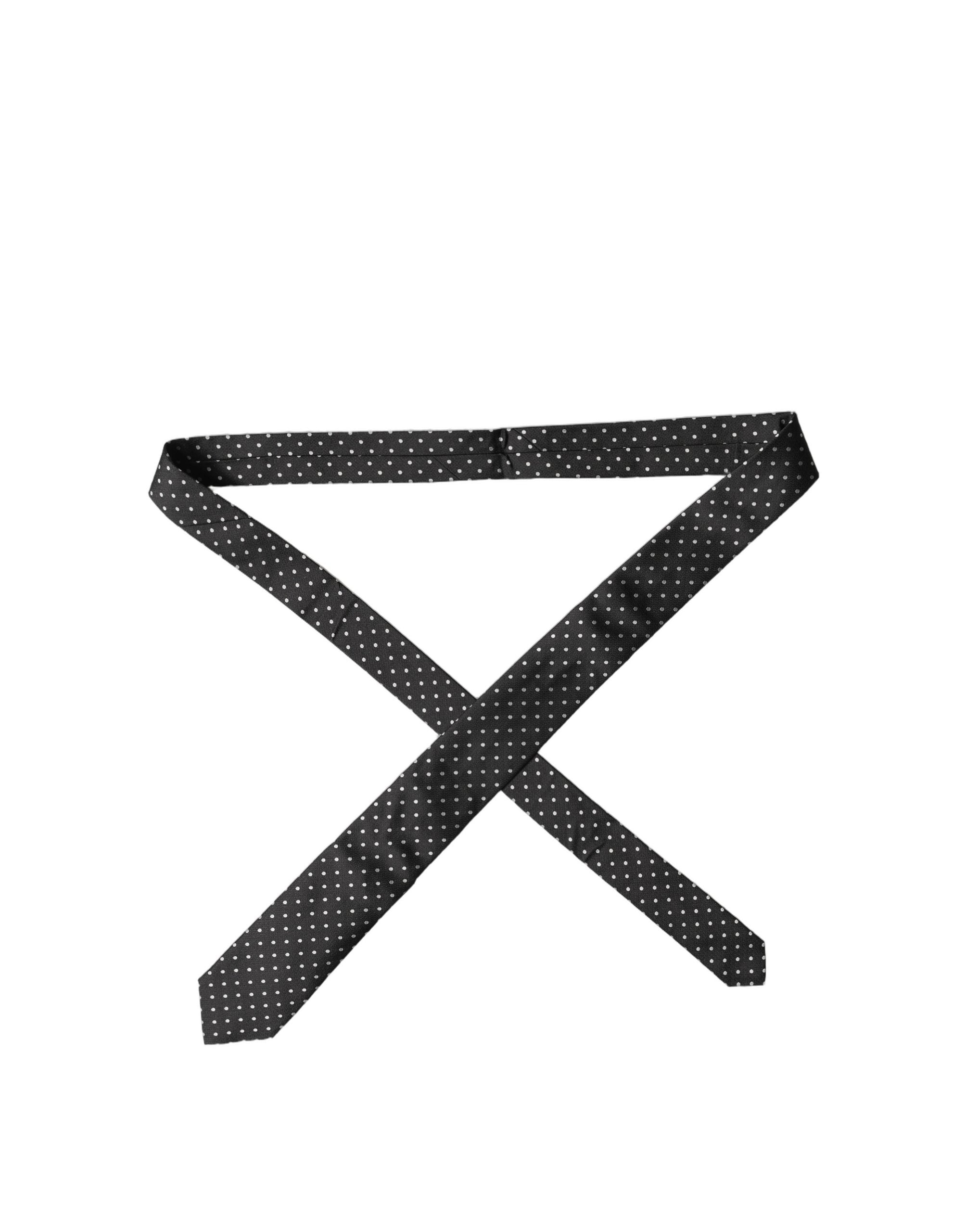 Dolce & Gabbana Black White Polka Dots Silk Adjustable Men Necktie Tie Dolce & Gabbana