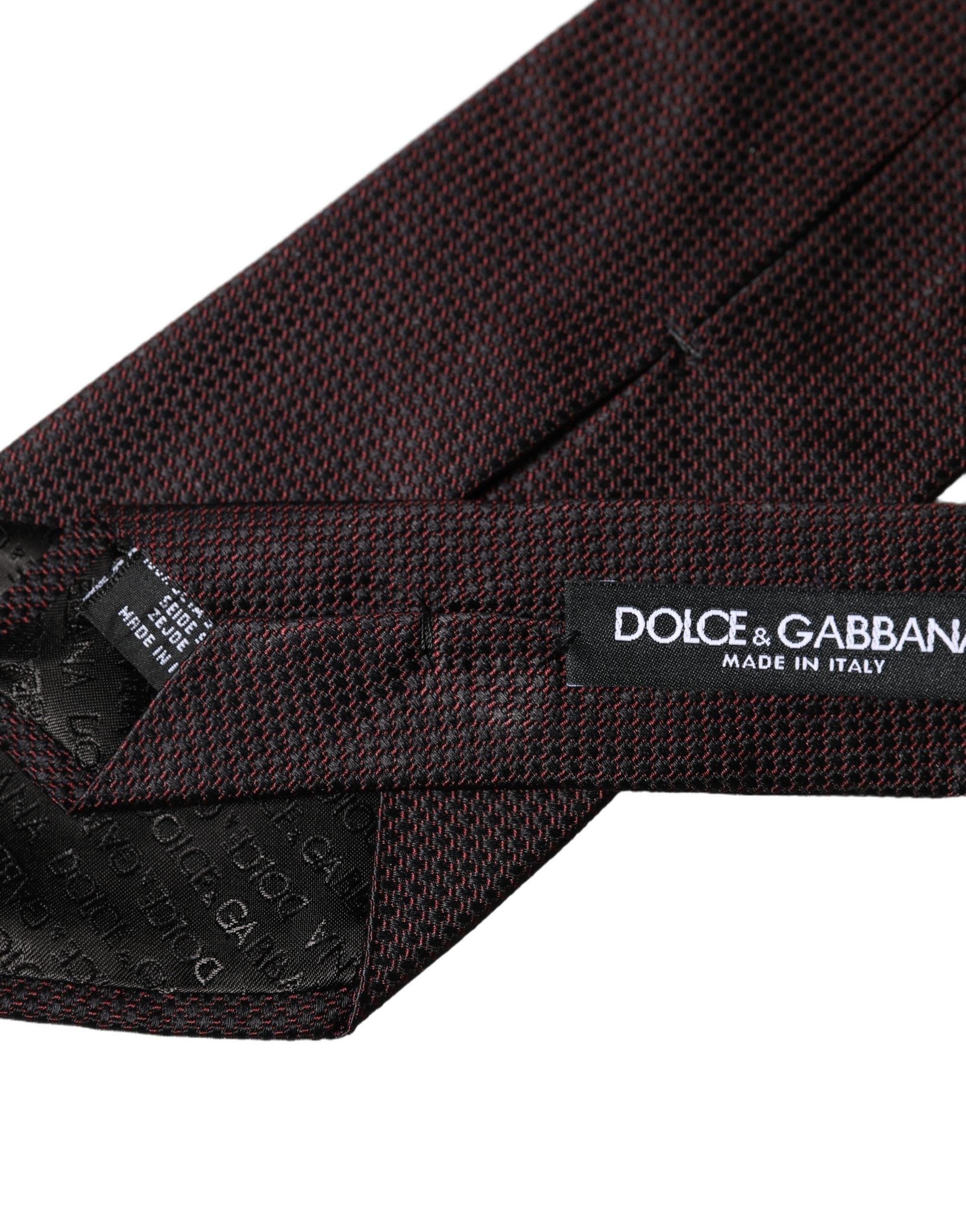 Dolce & Gabbana Black Red Patterned 100% Silk Adjustable Men Necktie Tie Dolce & Gabbana