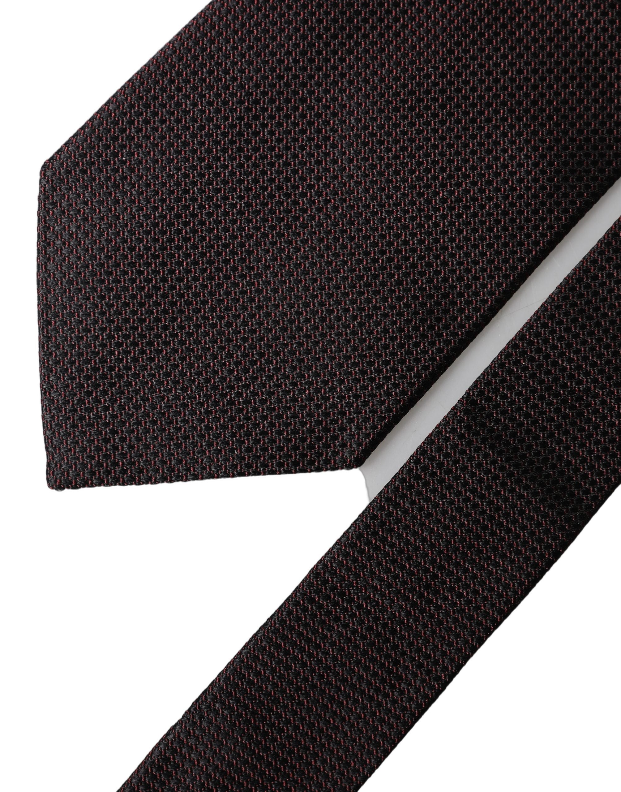 Dolce & Gabbana Black Red Patterned 100% Silk Adjustable Men Necktie Tie Dolce & Gabbana