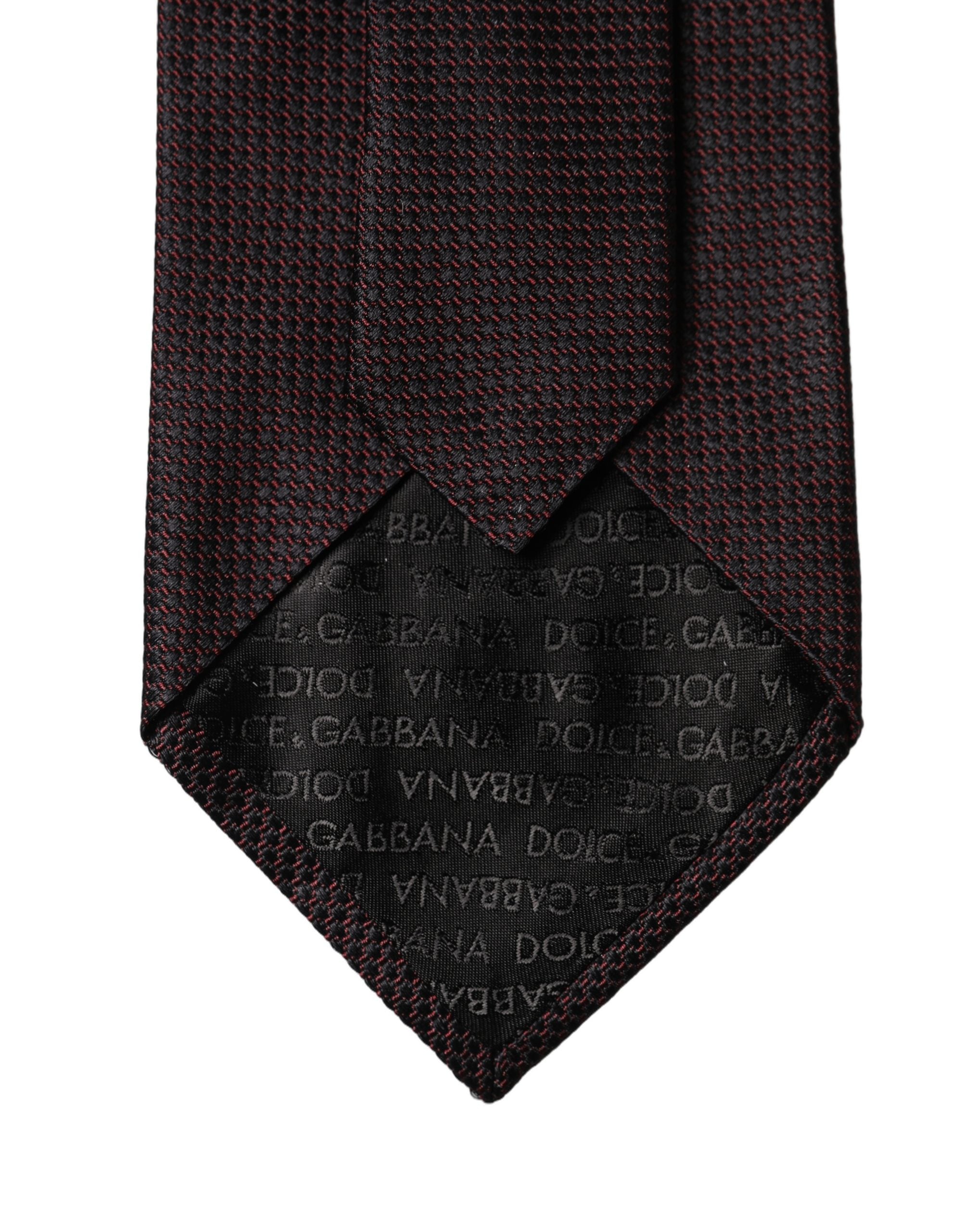 Dolce & Gabbana Black Red Patterned 100% Silk Adjustable Men Necktie Tie Dolce & Gabbana