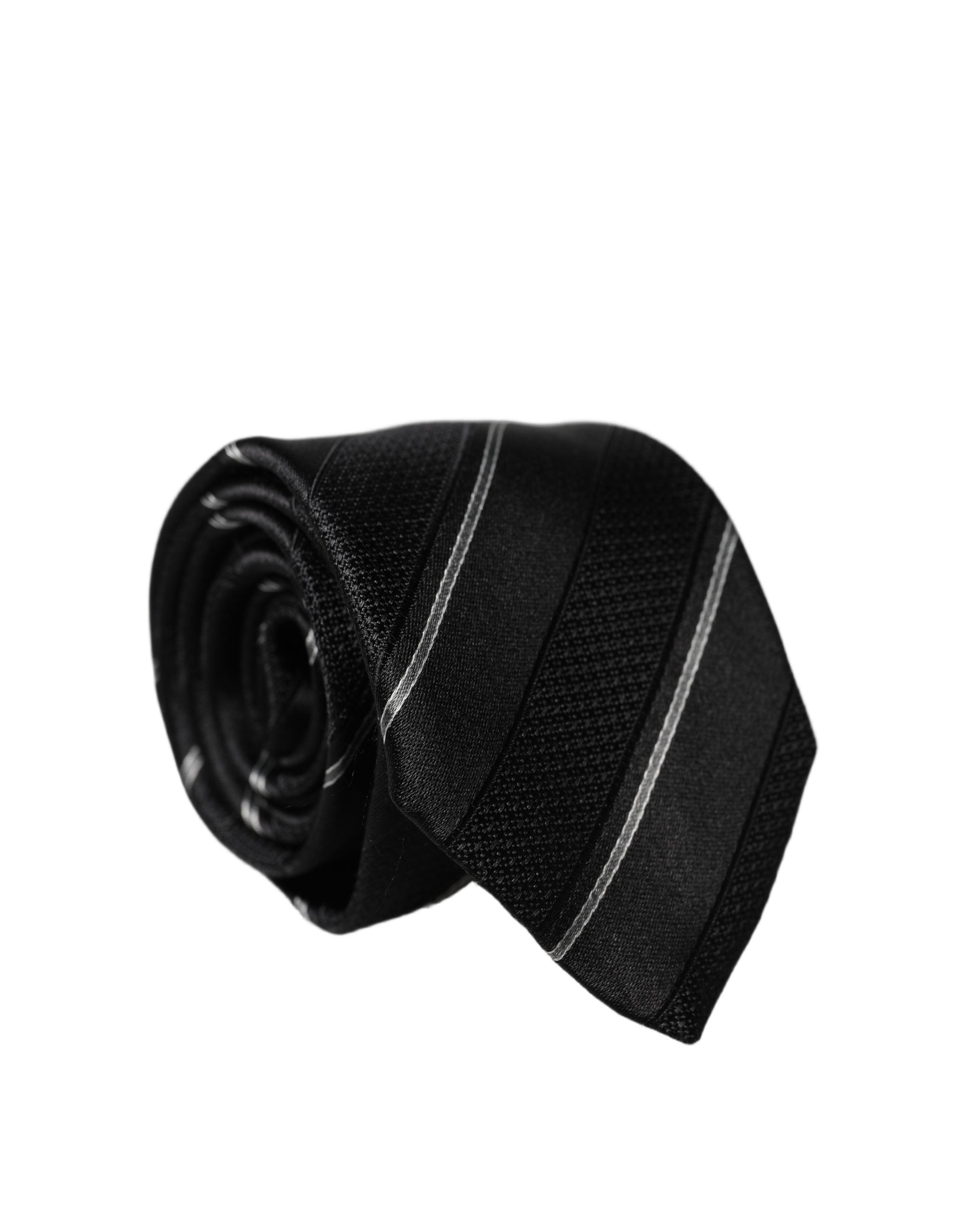 Dolce & Gabbana Black White Stripes 100% Silk Adjustable Men Necktie Tie Dolce & Gabbana