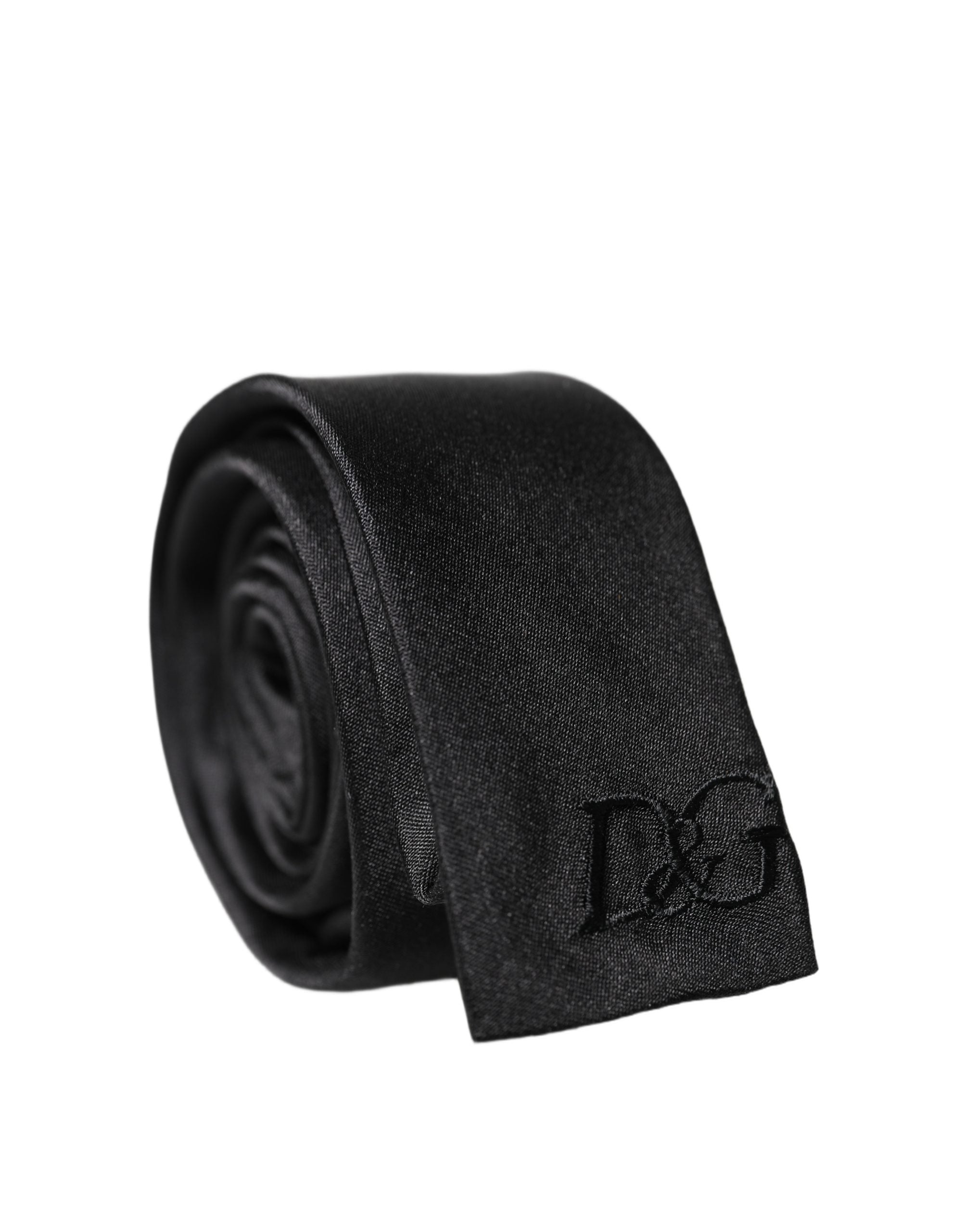 Dolce & Gabbana Black D&G Embroidery Silk Adjustable Men Necktie Tie Dolce & Gabbana