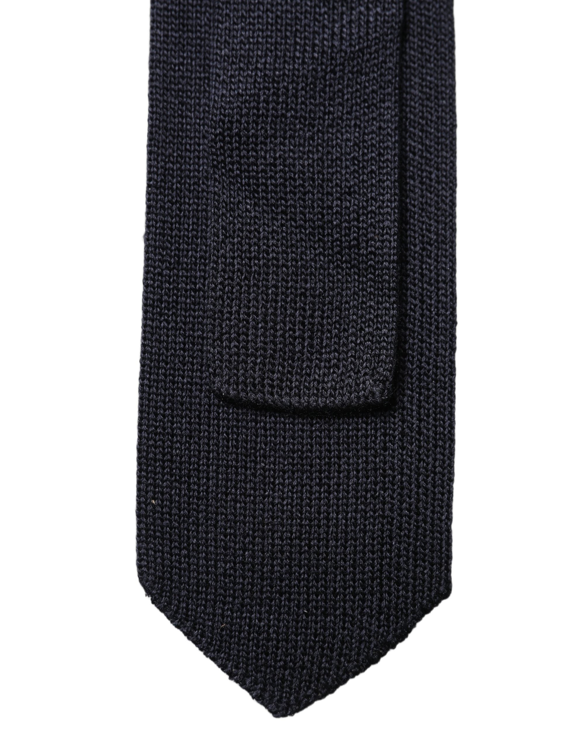 Dolce & Gabbana Dark Blue Solid 100% Silk Adjustable Men Necktie Tie Dolce & Gabbana