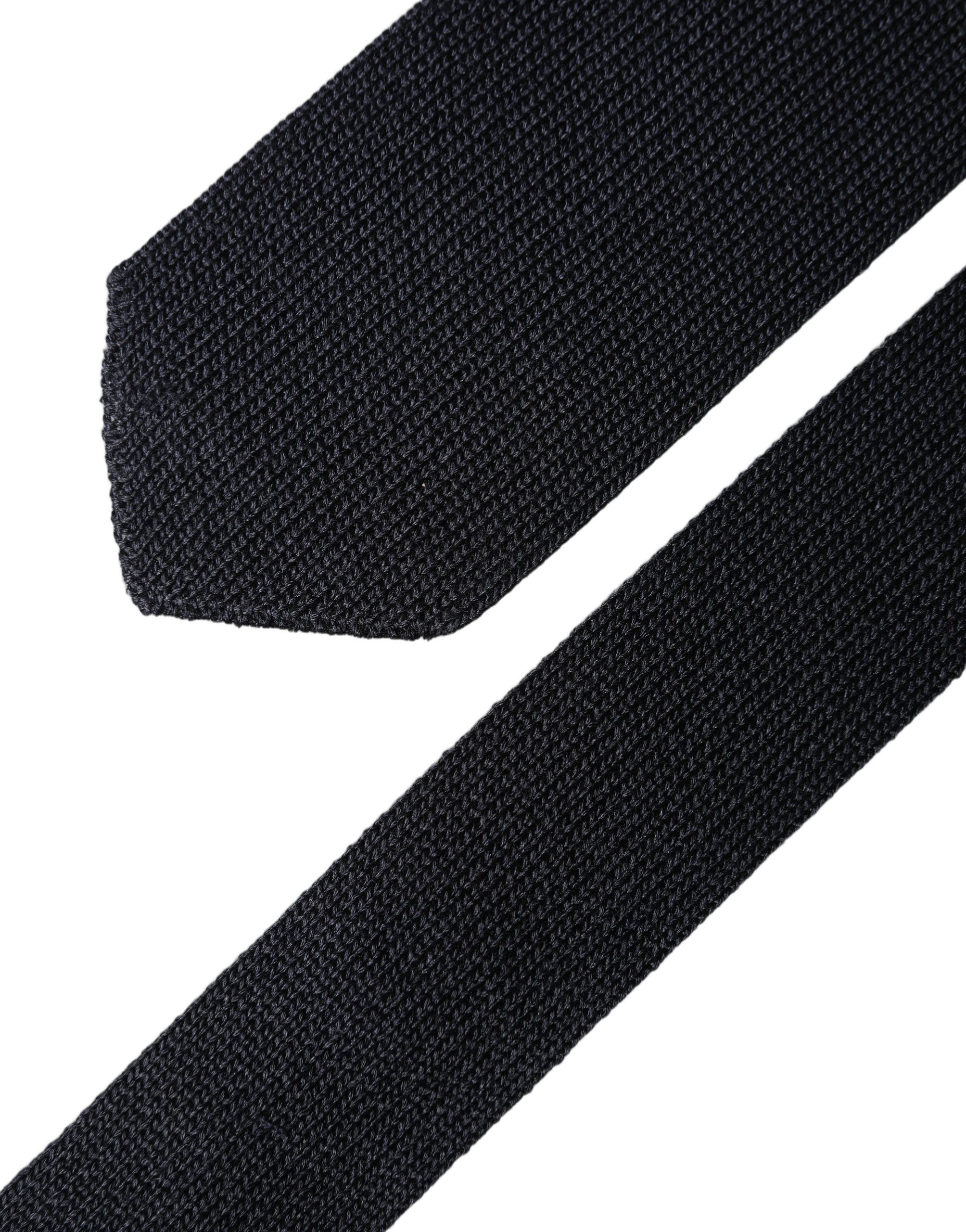 Dolce & Gabbana Dark Blue Solid 100% Silk Adjustable Men Necktie Tie Dolce & Gabbana