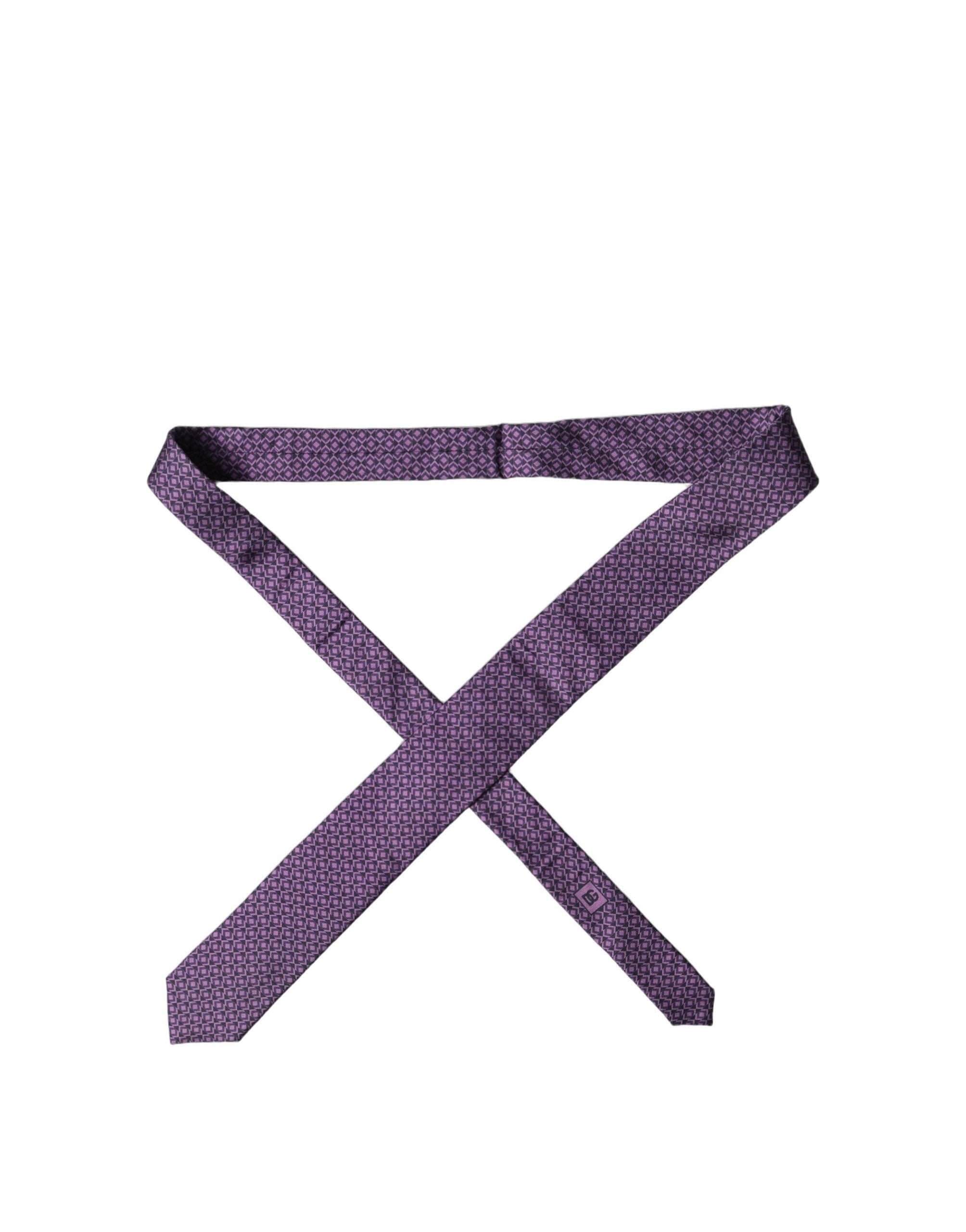 Dolce & Gabbana Purple Patterned 100% Silk Adjustable Men Necktie Tie Dolce & Gabbana