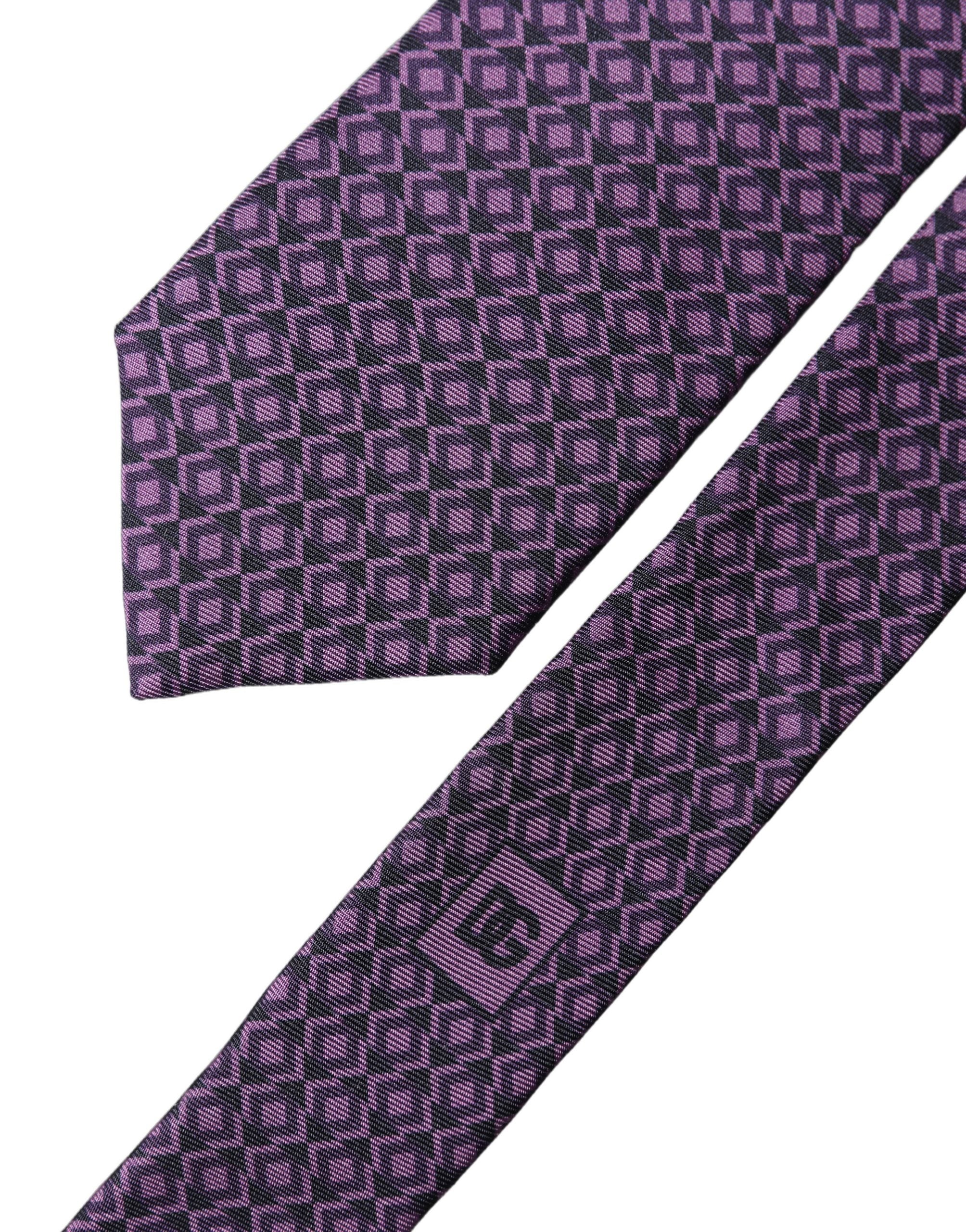 Dolce & Gabbana Purple Patterned 100% Silk Adjustable Men Necktie Tie Dolce & Gabbana