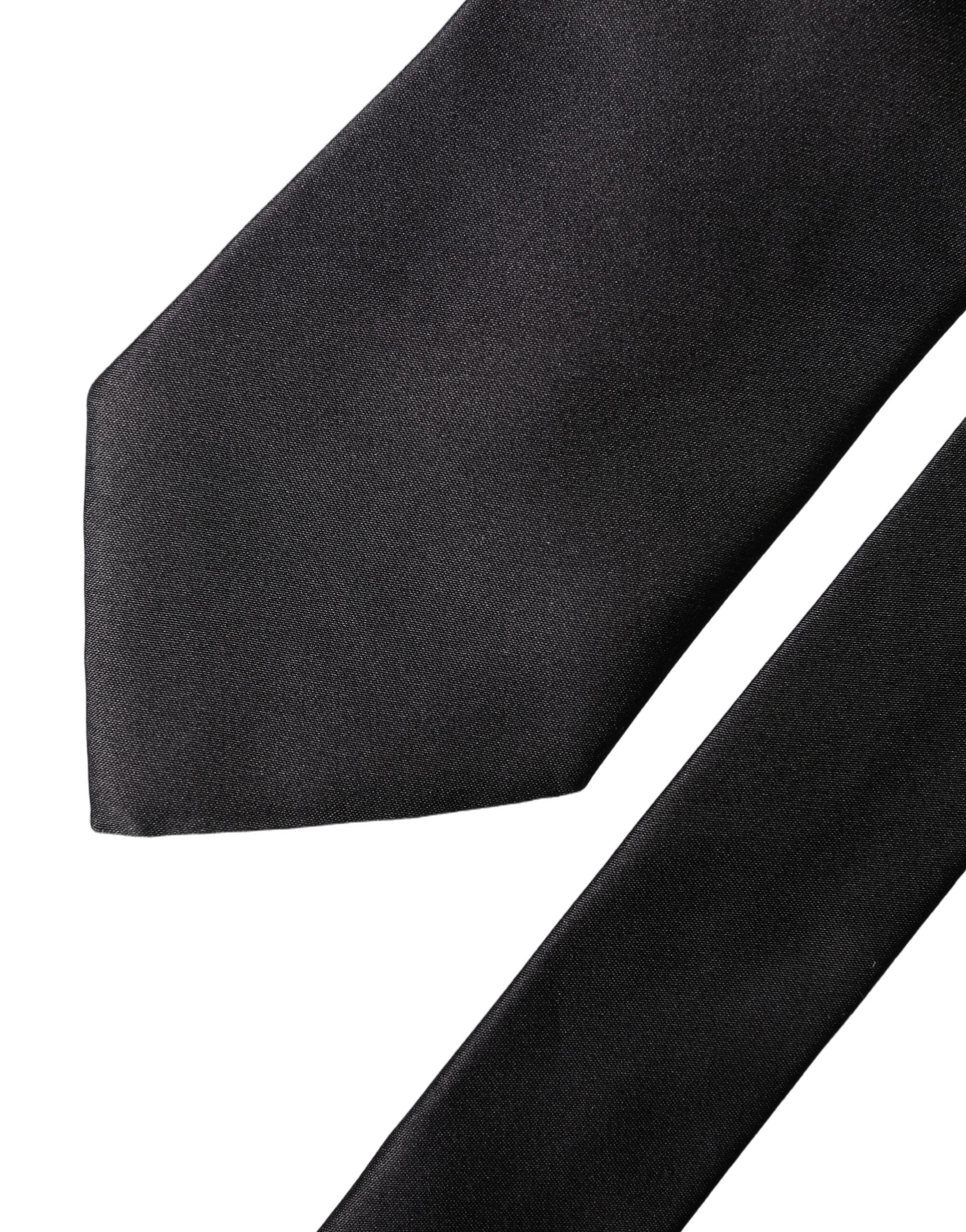Dolce & Gabbana Brown Logo Embroidery Silk Adjustable Men Necktie Tie Dolce & Gabbana