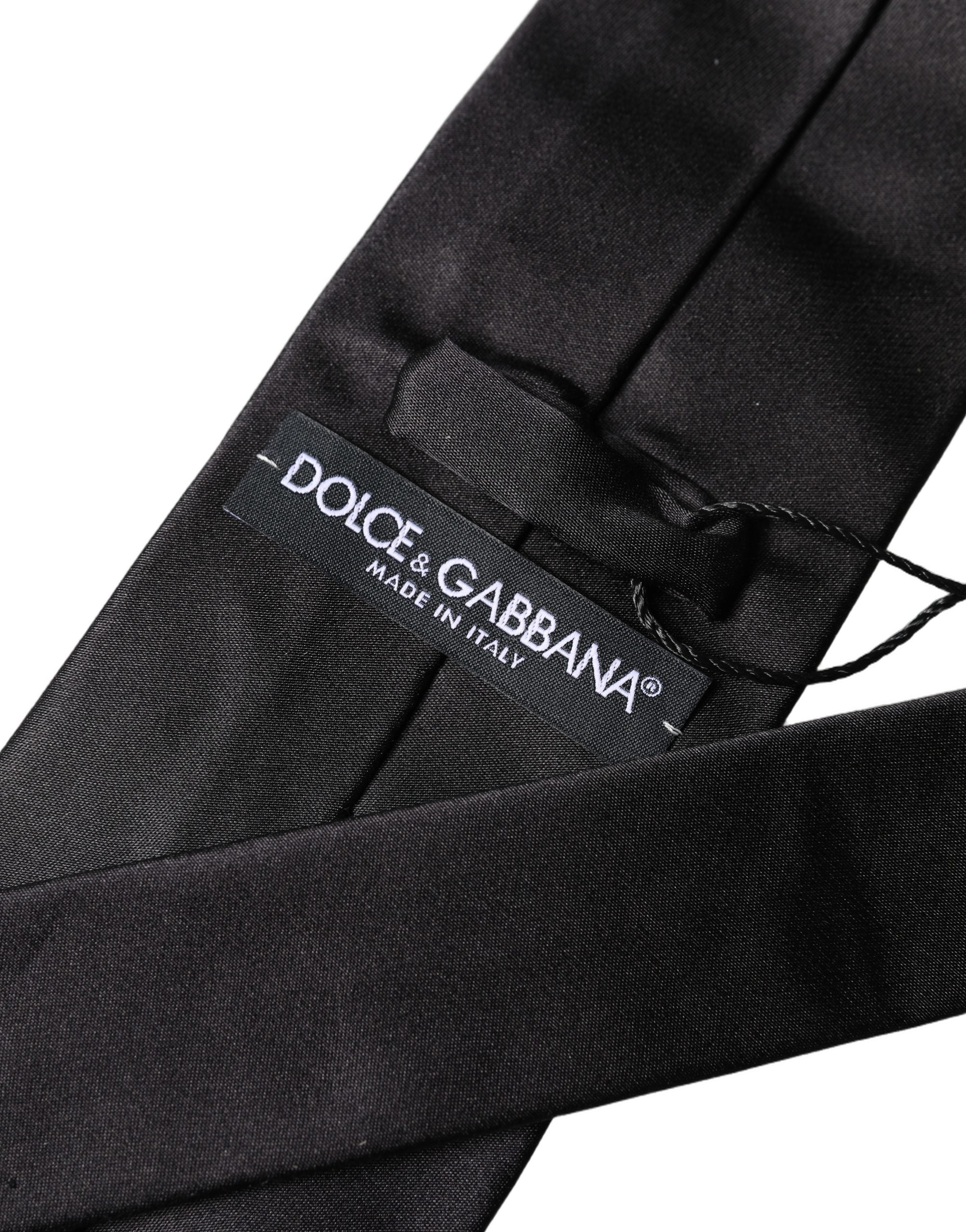 Dolce & Gabbana Brown Logo Embroidery Silk Adjustable Men Necktie Tie Dolce & Gabbana
