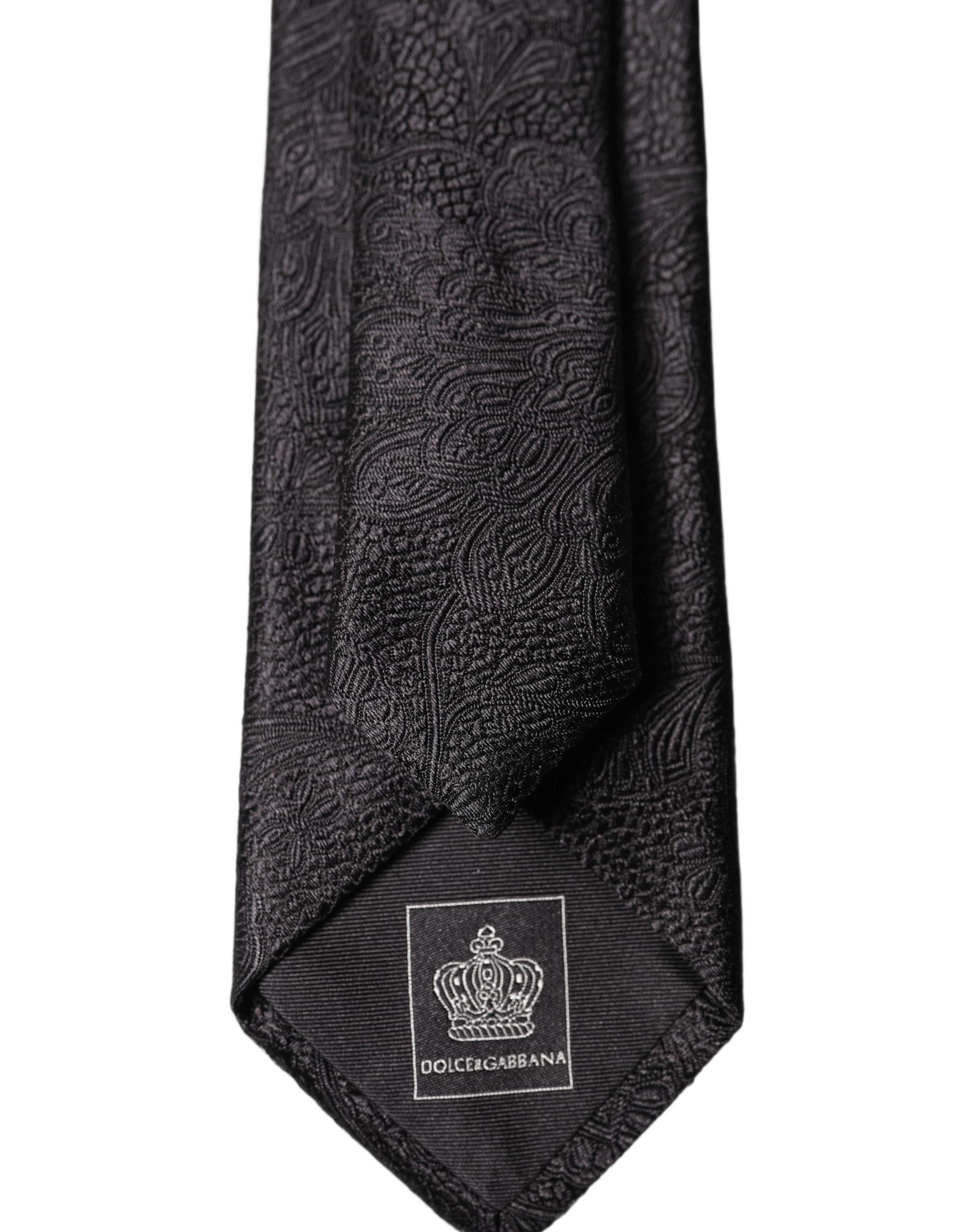 Dolce & Gabbana Black Solid 100% Silk Adjustable Men Tied Necktie Tie Dolce & Gabbana