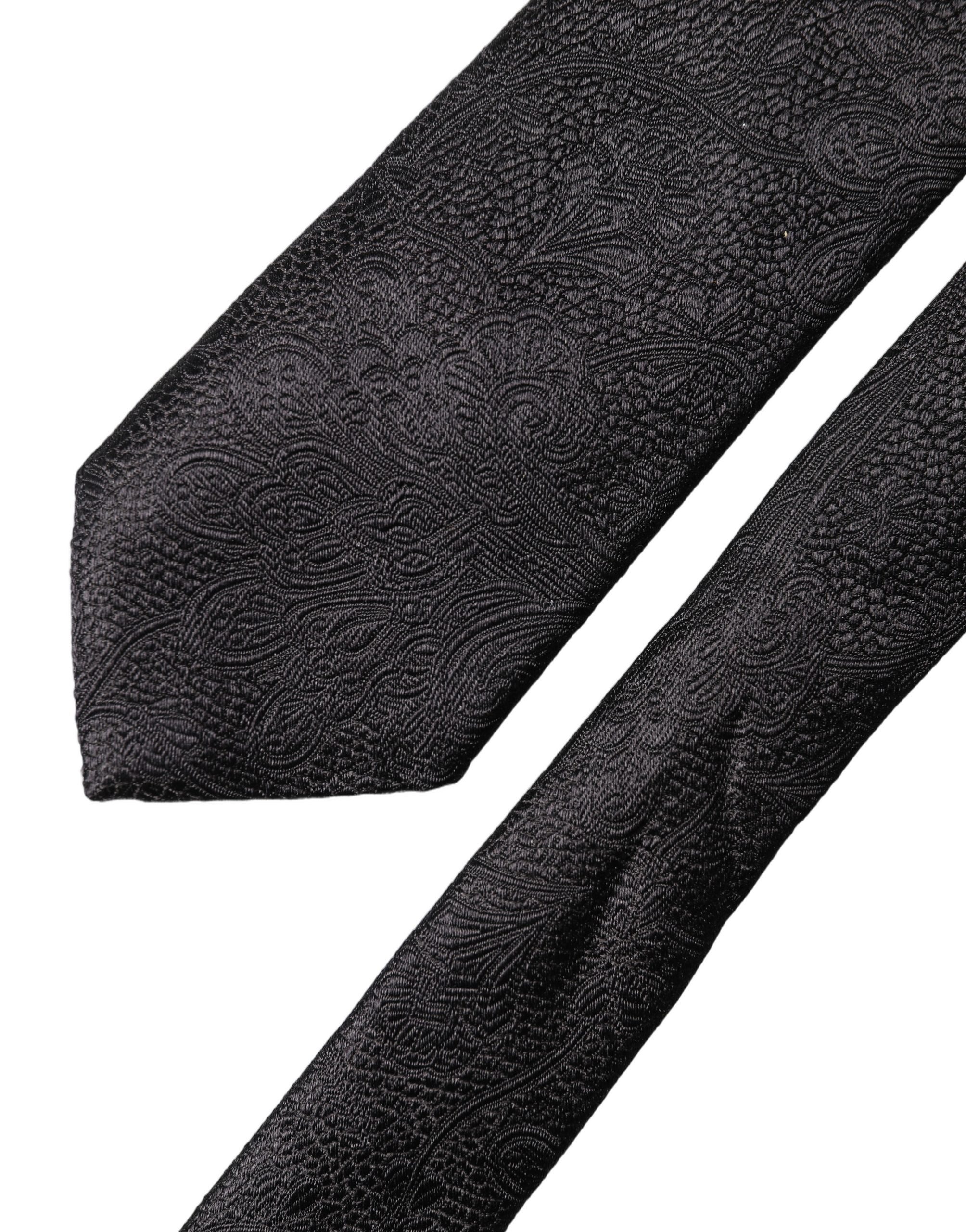 Dolce & Gabbana Black Solid 100% Silk Adjustable Men Tied Necktie Tie Dolce & Gabbana