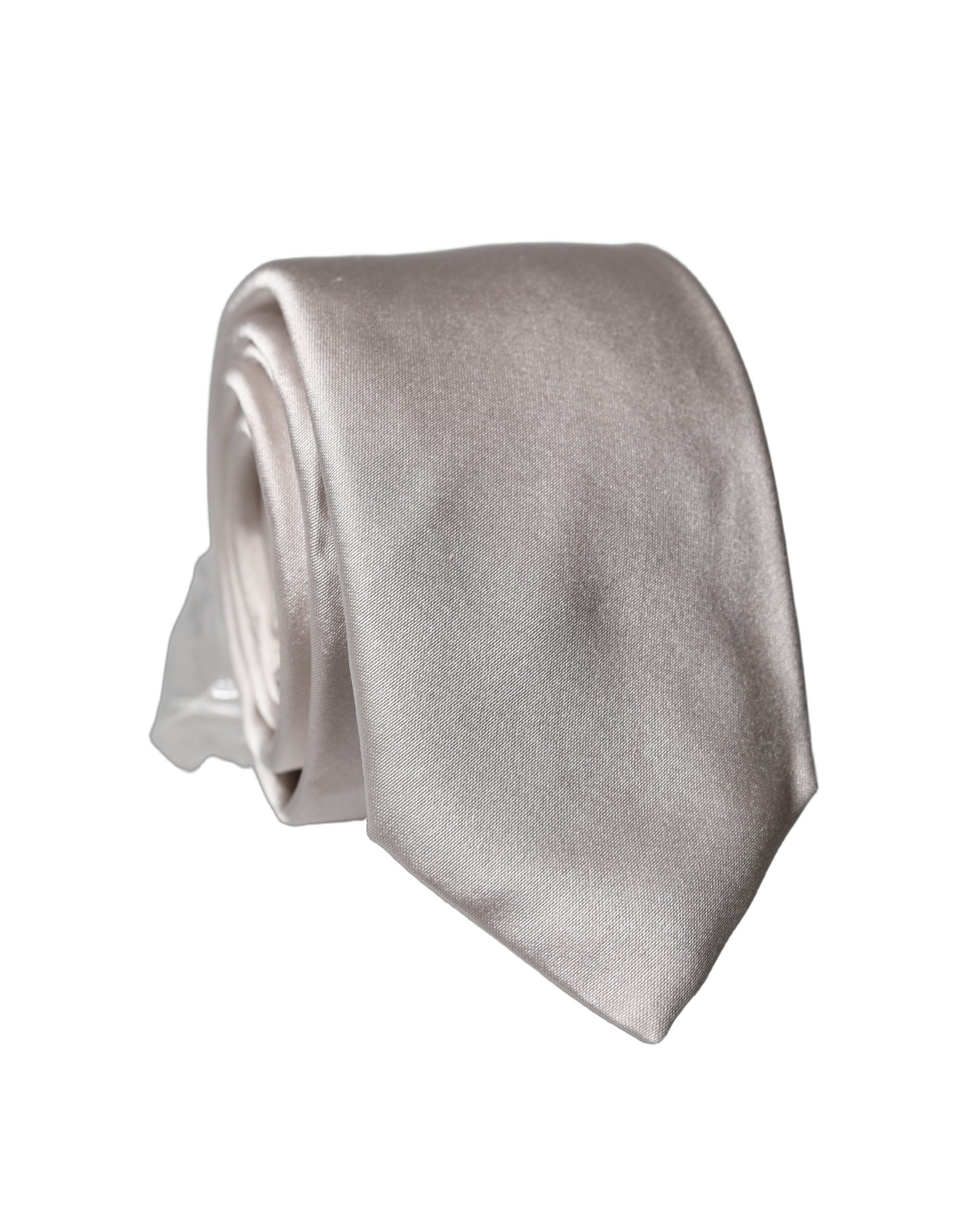 Dolce & Gabbana Light Gray Silk Satin Wide Adjustable Men Necktie Tie Dolce & Gabbana