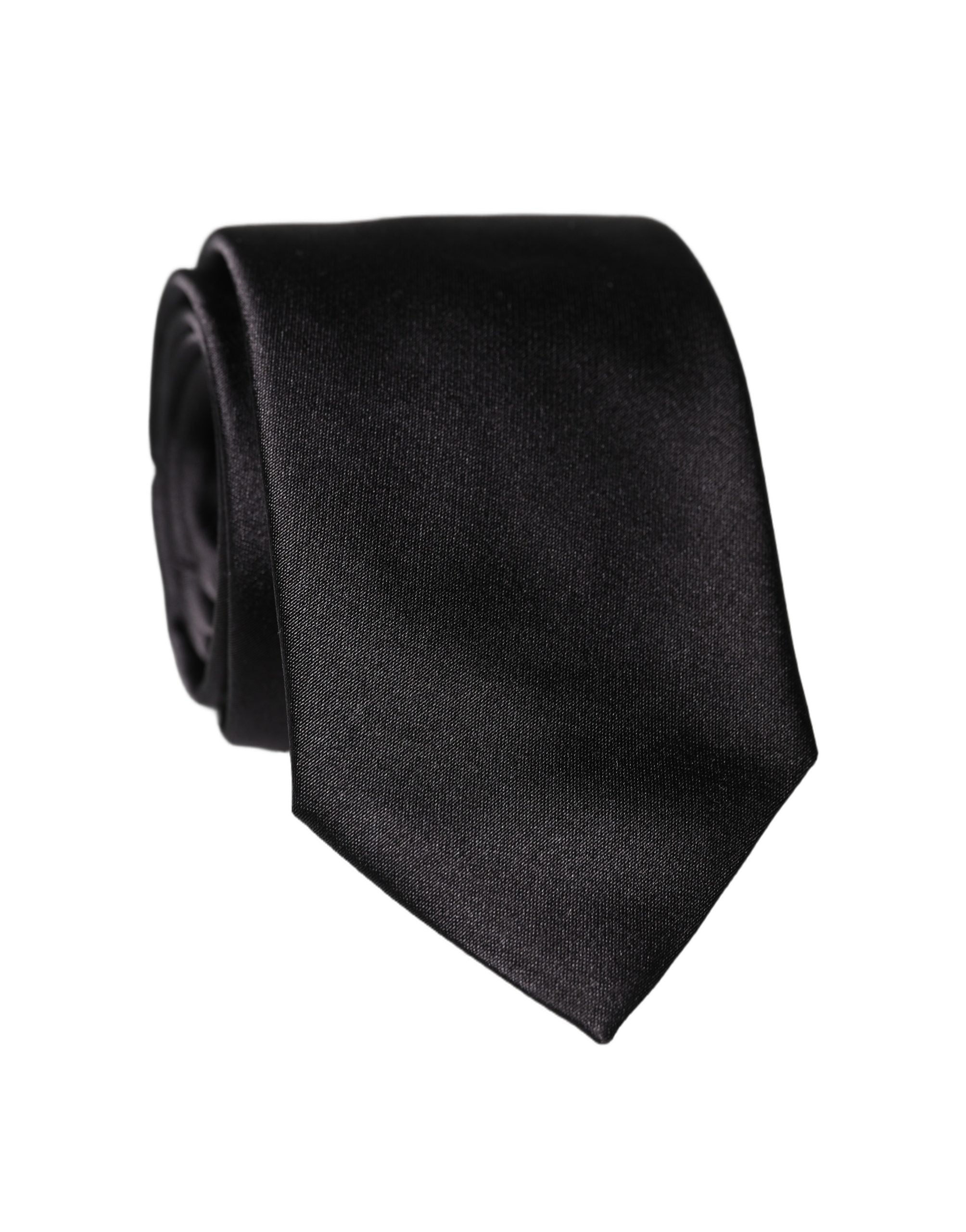 Dolce & Gabbana Black Solid 100% Silk Adjustable Men Tied Necktie Tie Dolce & Gabbana