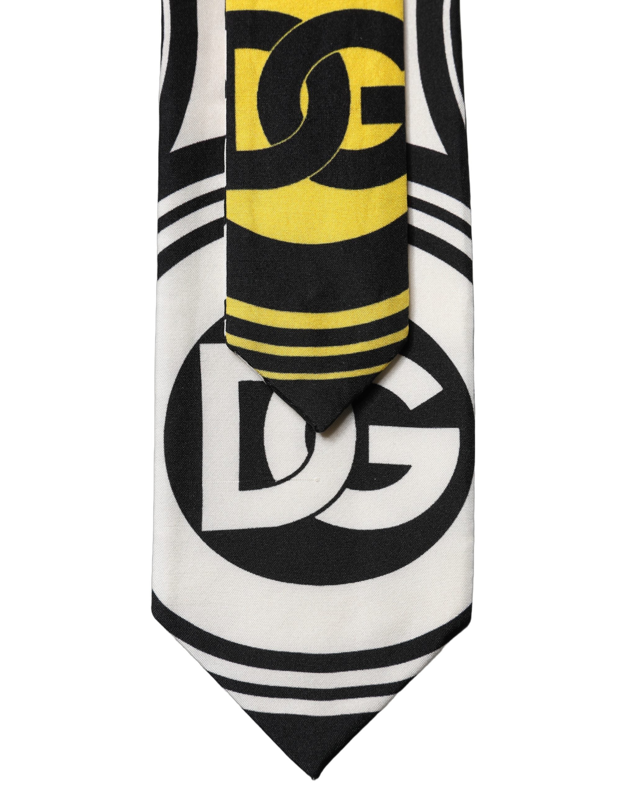 Dolce & Gabbana Multicolor Monogram Print Silk Adjustable Men Necktie Tie Dolce & Gabbana