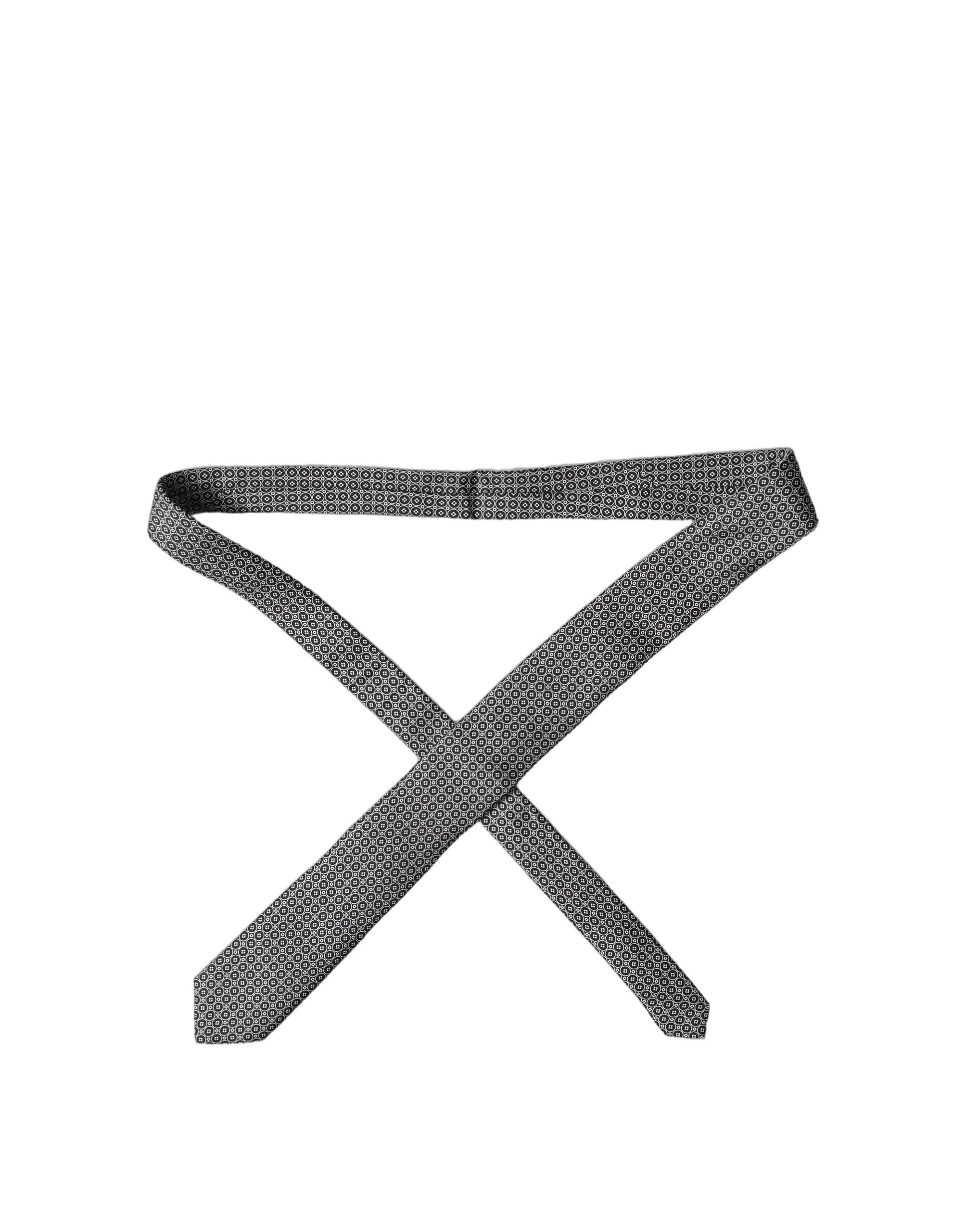 Dolce & Gabbana Black White Patterned Silk Adjustable Men Necktie Tie Dolce & Gabbana