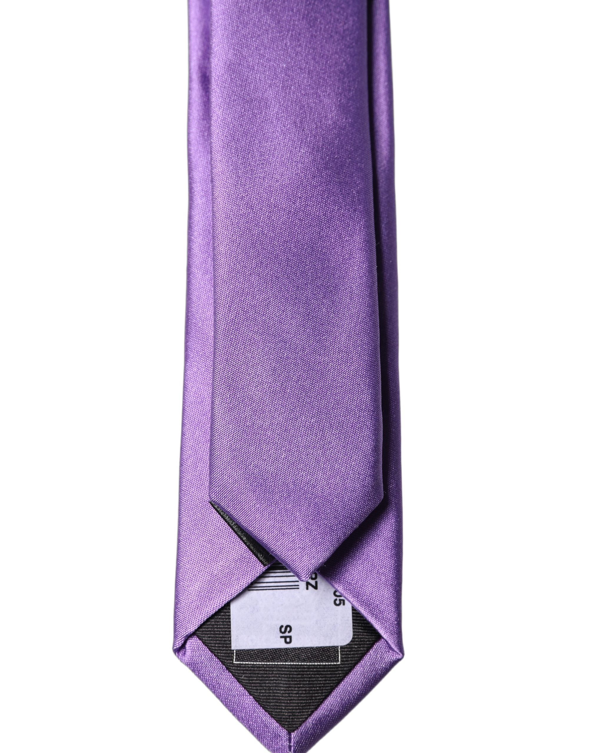 Dolce & Gabbana Purple Solid 100% Silk Adjustable Men Tied Necktie Tie Dolce & Gabbana