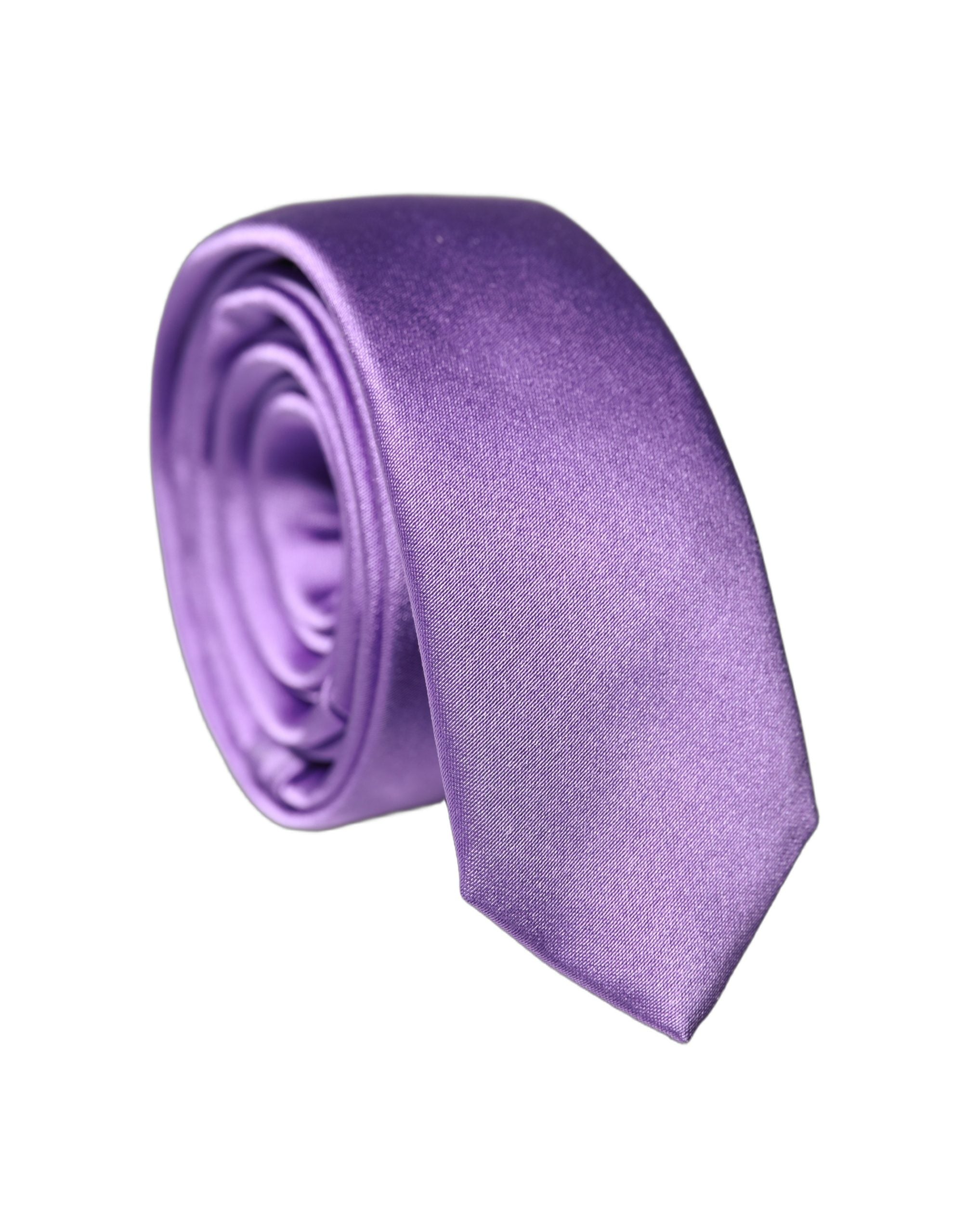 Dolce & Gabbana Purple Solid 100% Silk Adjustable Men Tied Necktie Tie Dolce & Gabbana