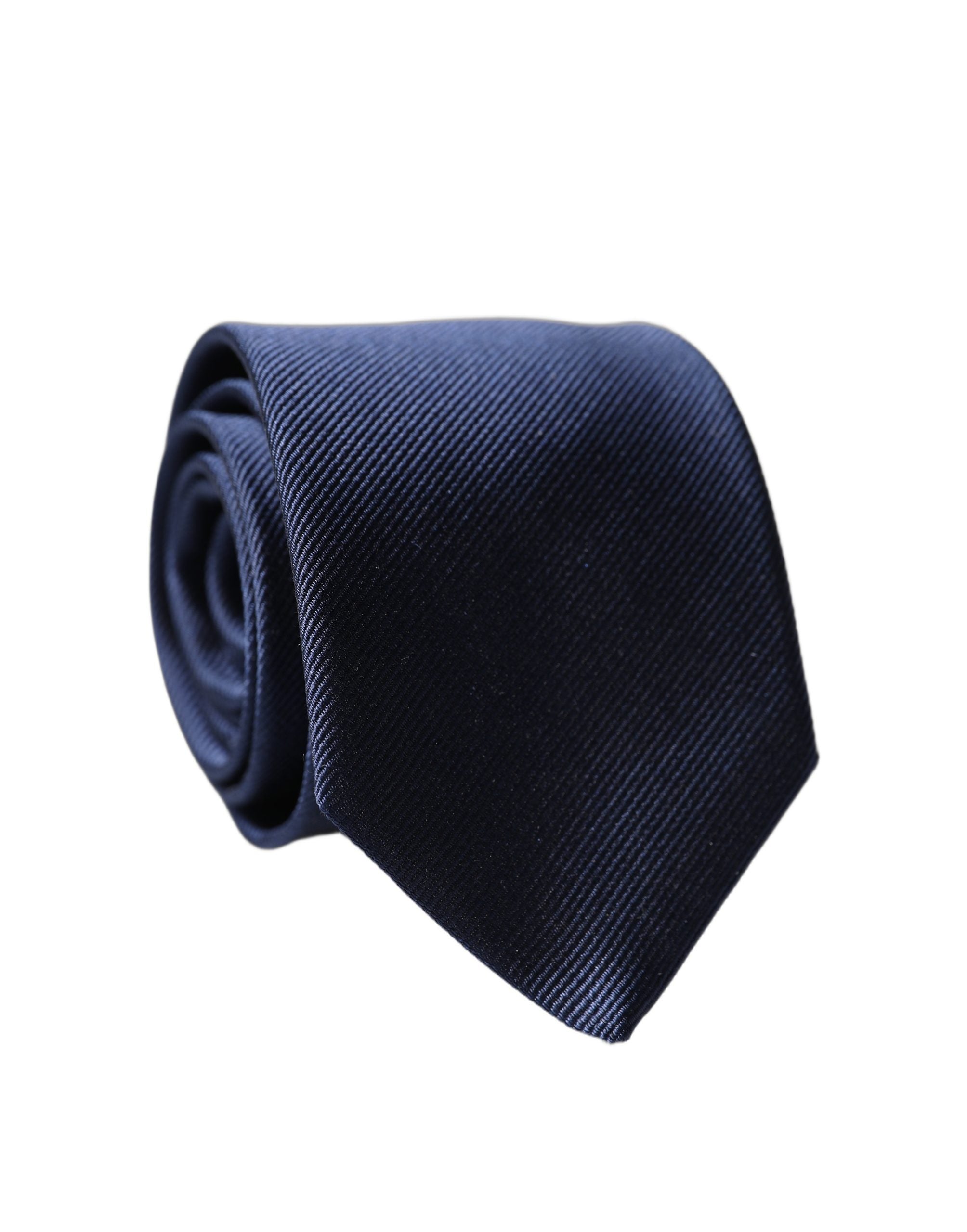 Dolce & Gabbana Navy Blue Solid 100% Silk Adjustable Men Necktie Tie Dolce & Gabbana