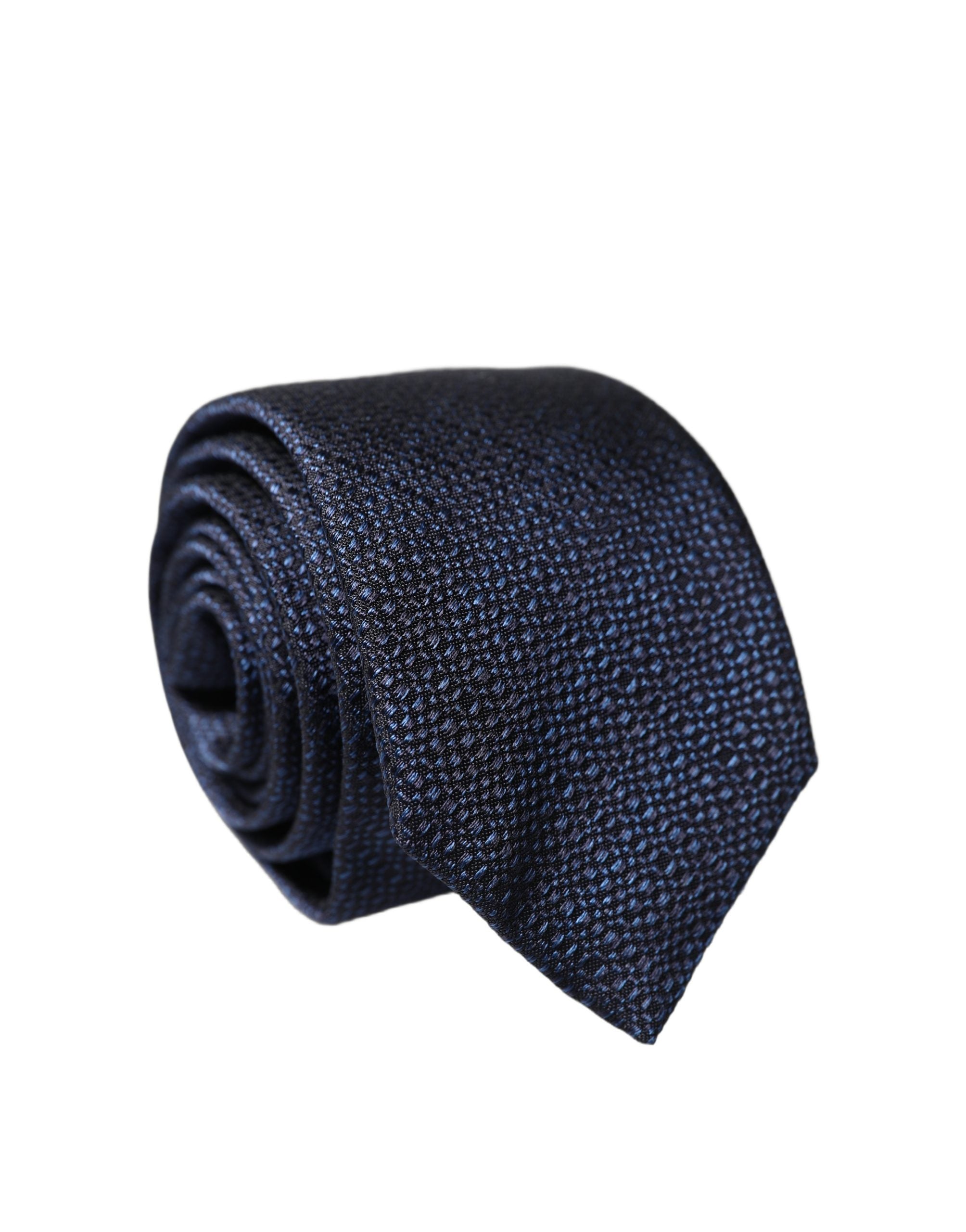 Dolce & Gabbana Navy Blue Textured Silk Adjustable Men Tied Necktie Tie Dolce & Gabbana