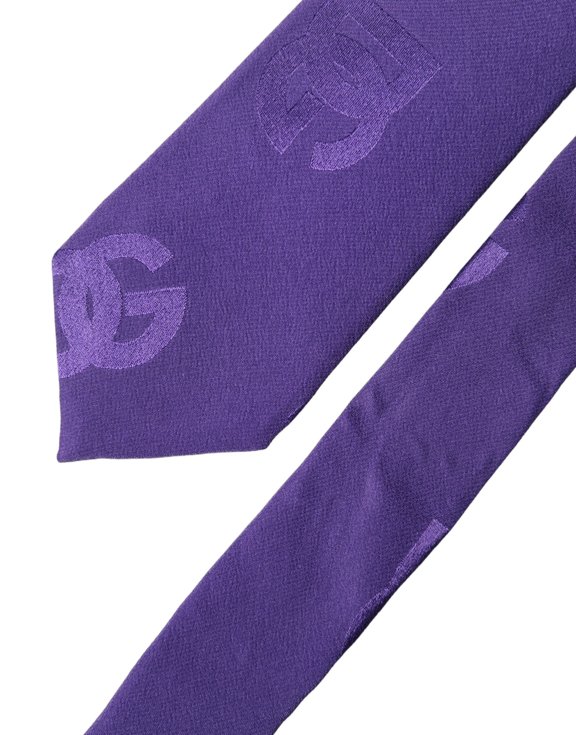 Dolce & Gabbana Purple DG Logo Monogram Silk Adjustable Men Necktie Tie Dolce & Gabbana