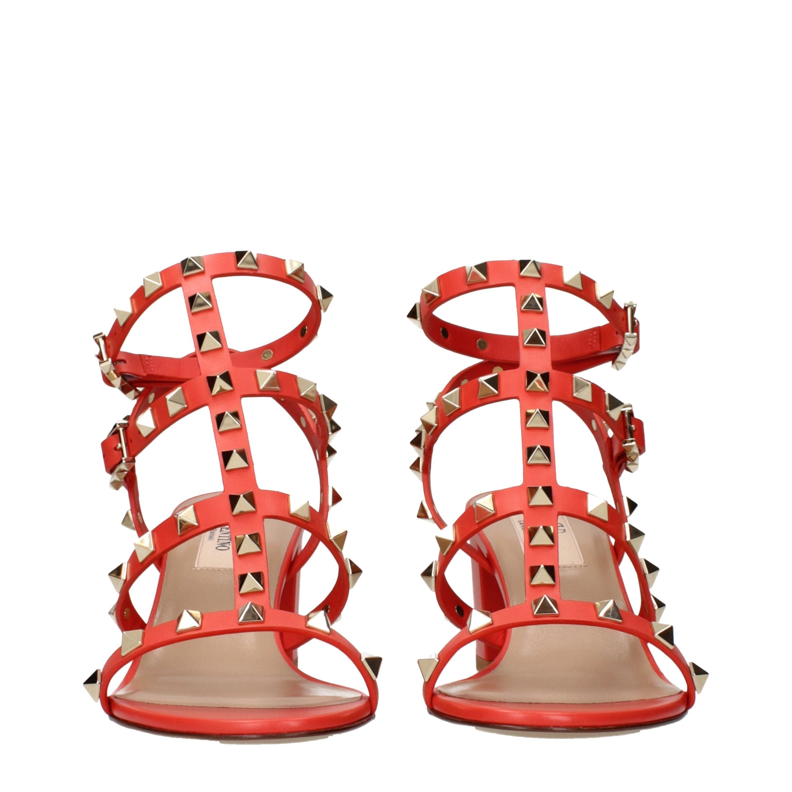 Valentino Garavani Orange Leather Platform Sandals Valentino Garavani