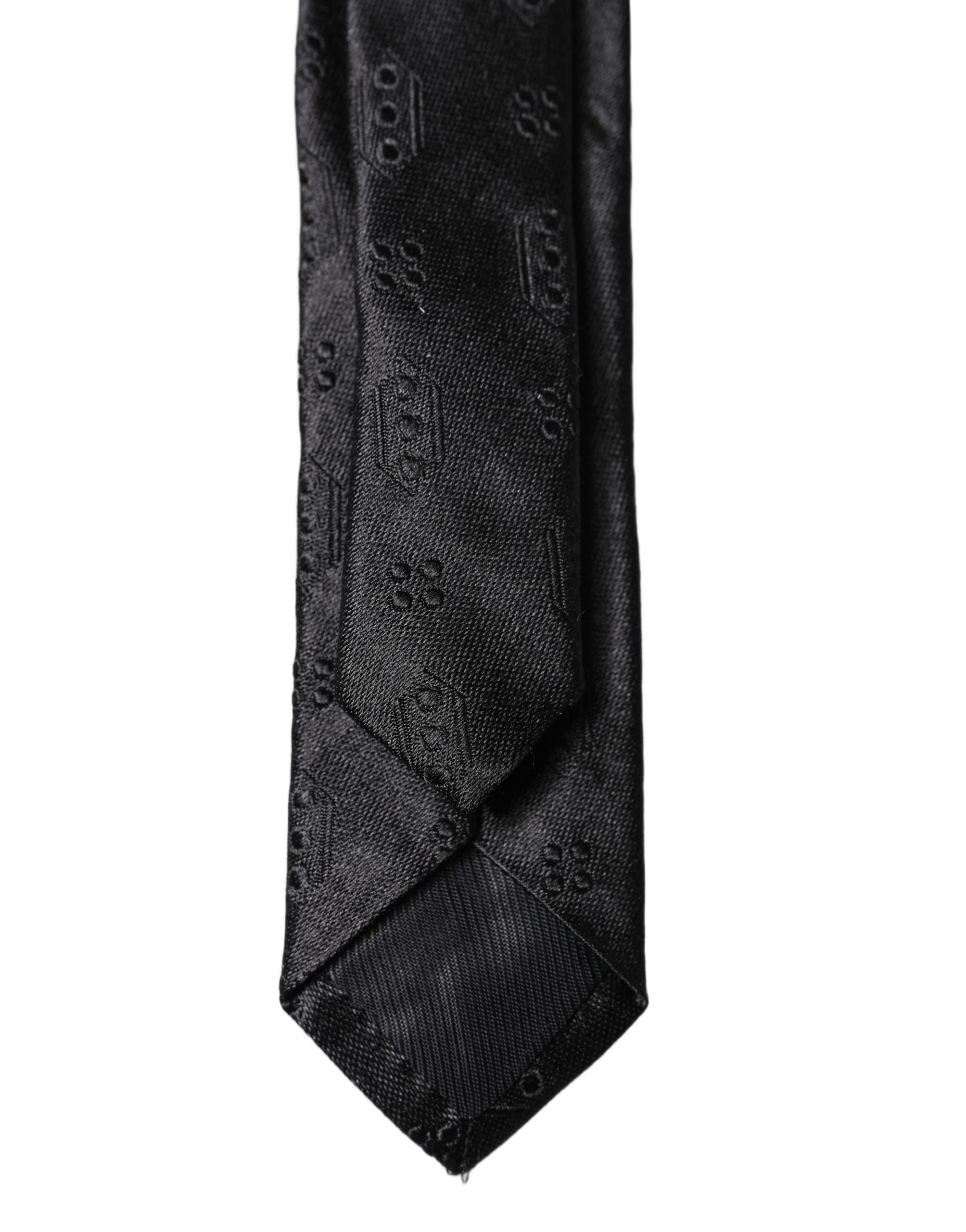 Dolce & Gabbana Black Patterned 100% Silk Adjustable Men Necktie Tie Dolce & Gabbana