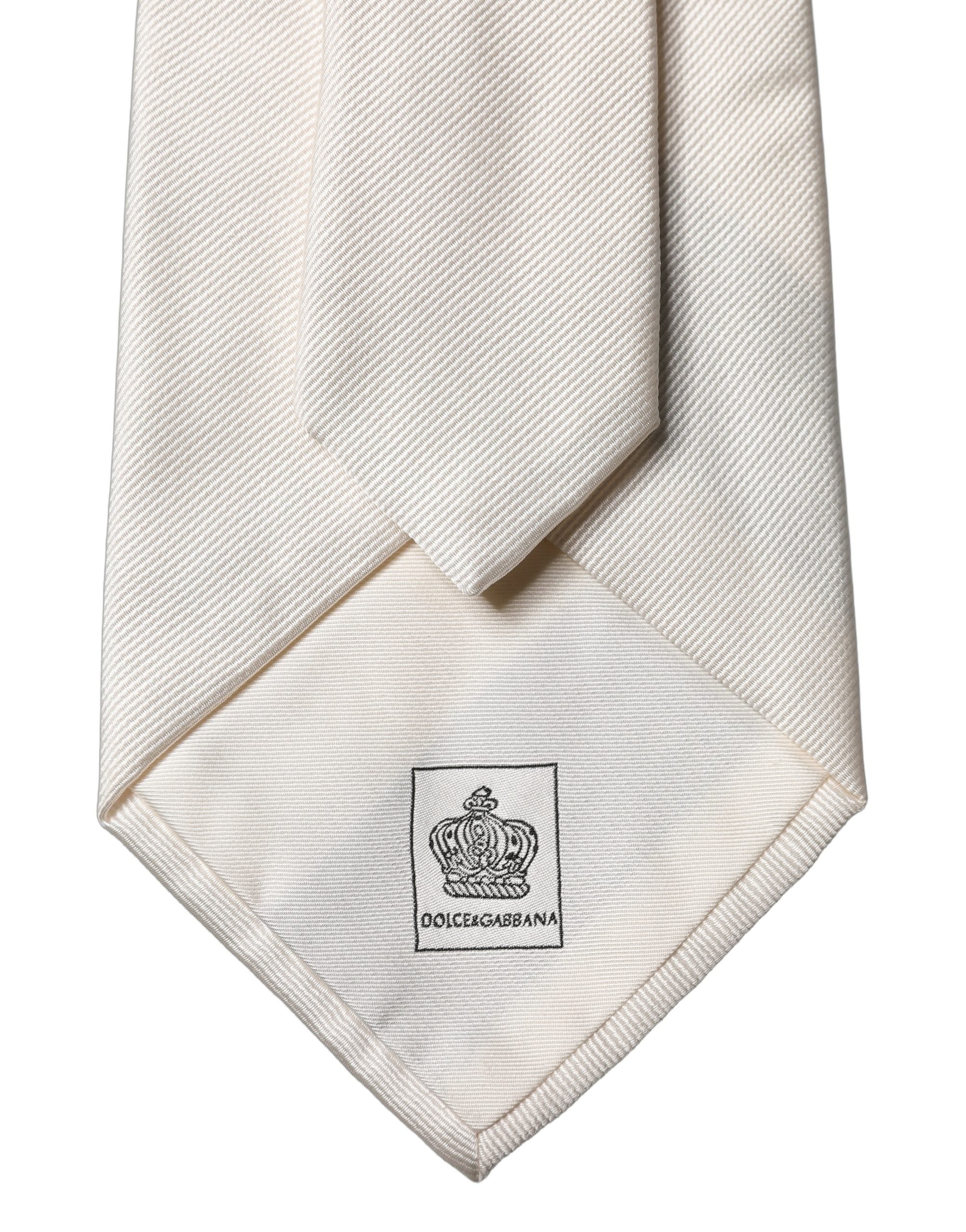 Dolce & Gabbana White Tattoo Floral Silk Adjustable Men Tied Necktie Tie Dolce & Gabbana