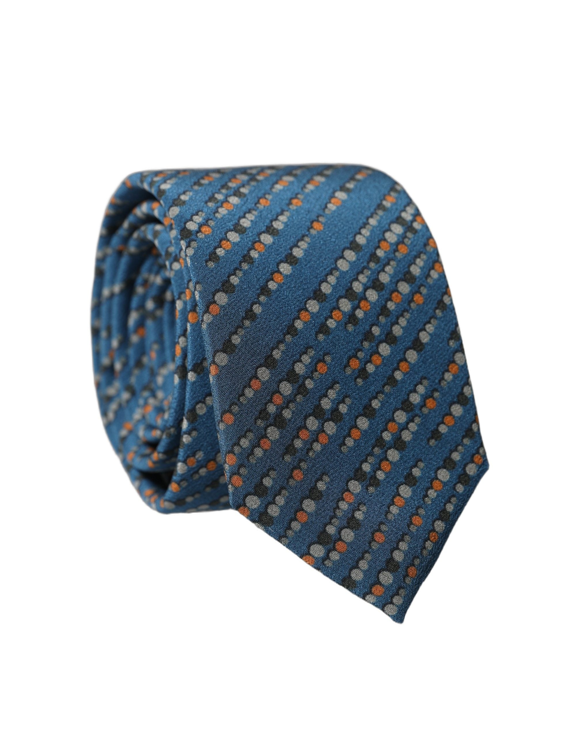 Dolce & Gabbana Blue Patterned 100% Silk Adjustable Men Tied Necktie Tie Dolce & Gabbana