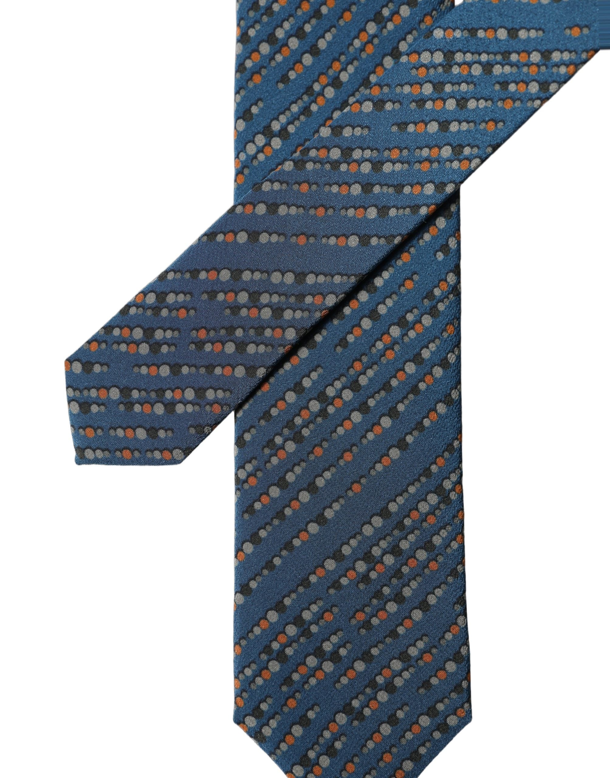 Dolce & Gabbana Blue Patterned 100% Silk Adjustable Men Tied Necktie Tie Dolce & Gabbana