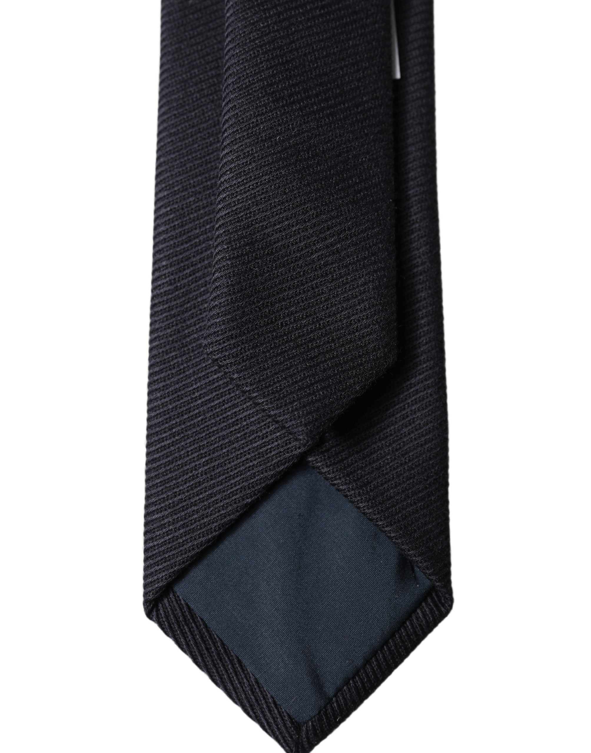 Dolce & Gabbana Black Solid 100% Silk Adjustable Men Tied Necktie Tie Dolce & Gabbana