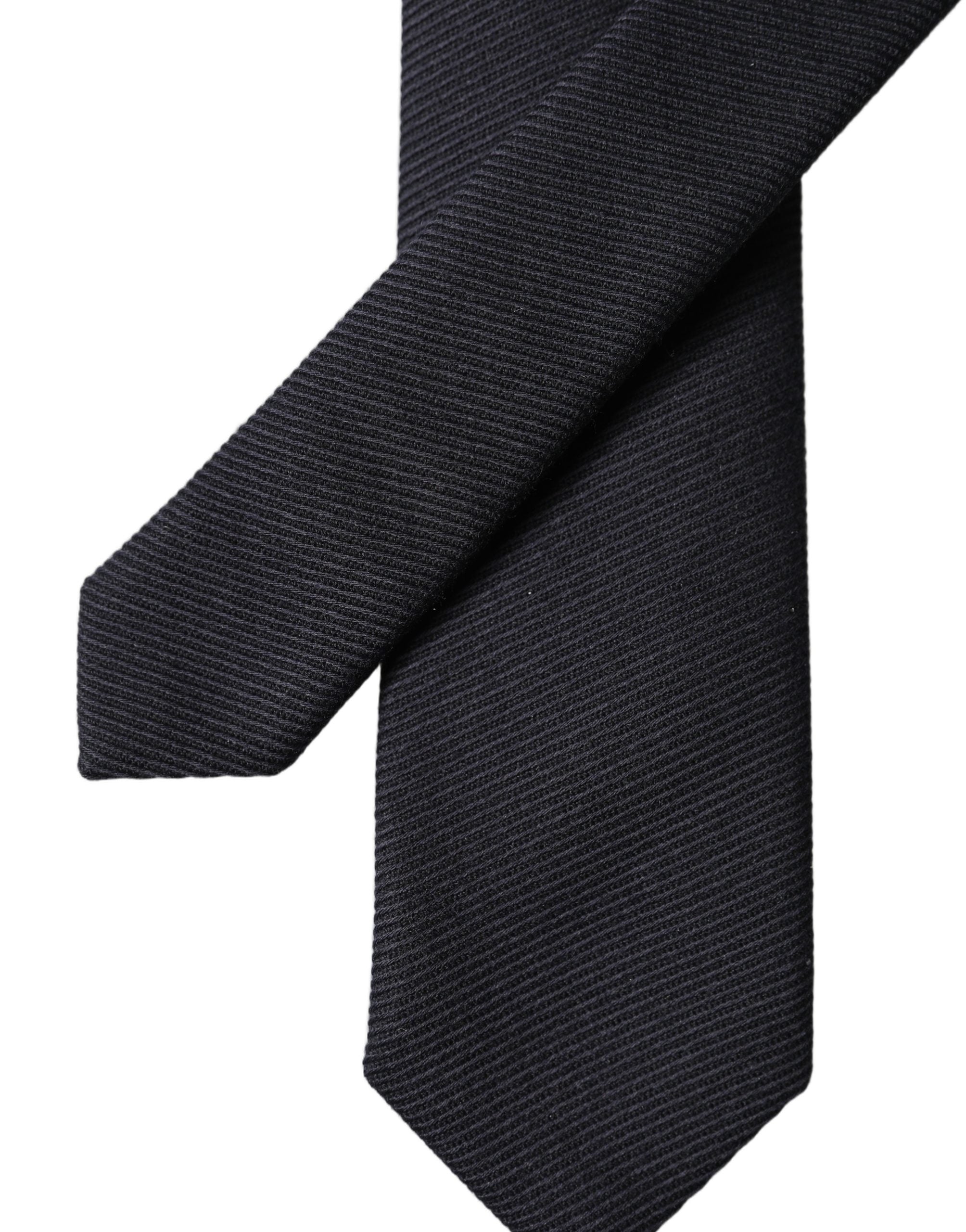 Dolce & Gabbana Black Solid 100% Silk Adjustable Men Tied Necktie Tie Dolce & Gabbana