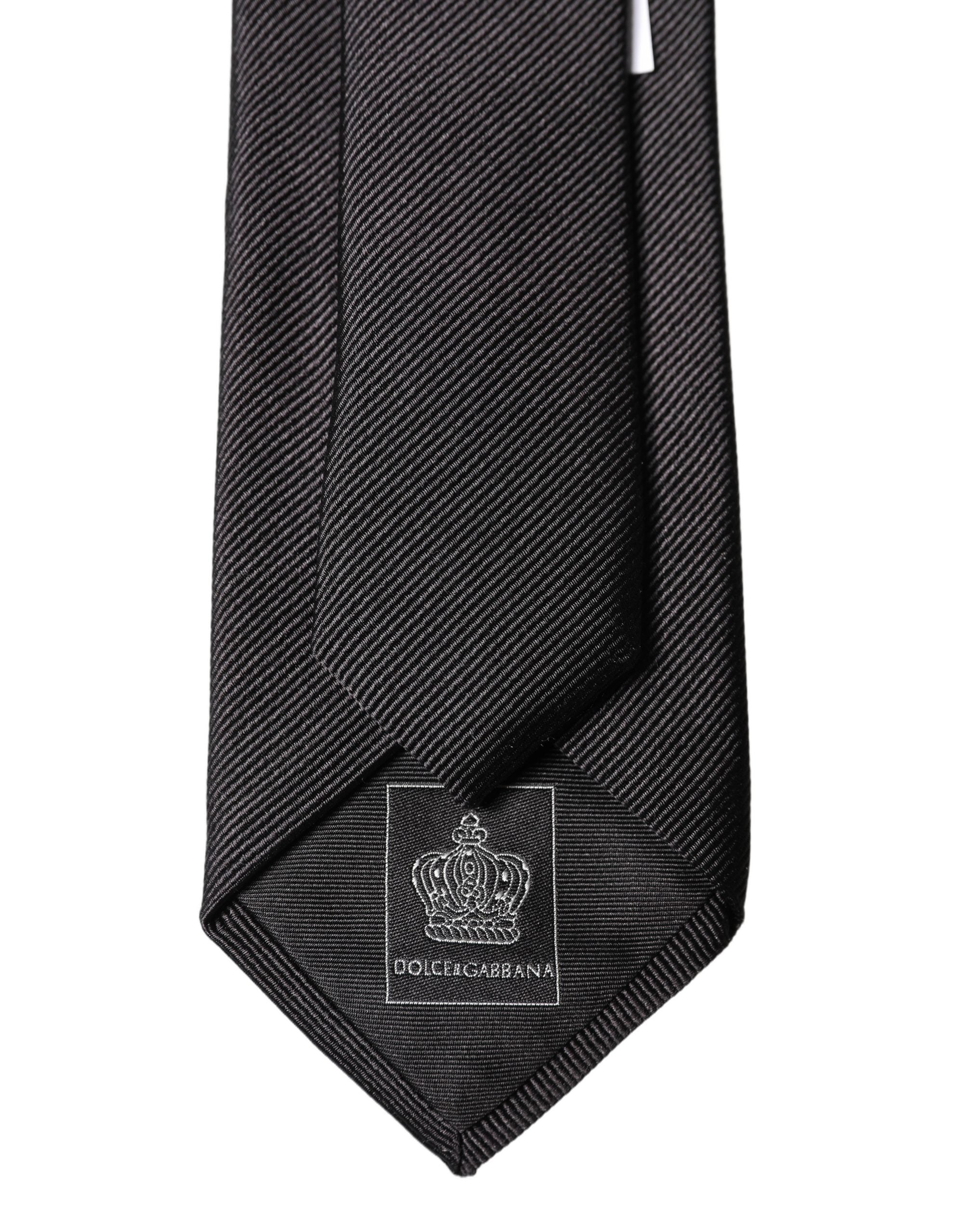 Dolce & Gabbana Black Solid 100% Silk Adjustable Men Tied Necktie Tie Dolce & Gabbana