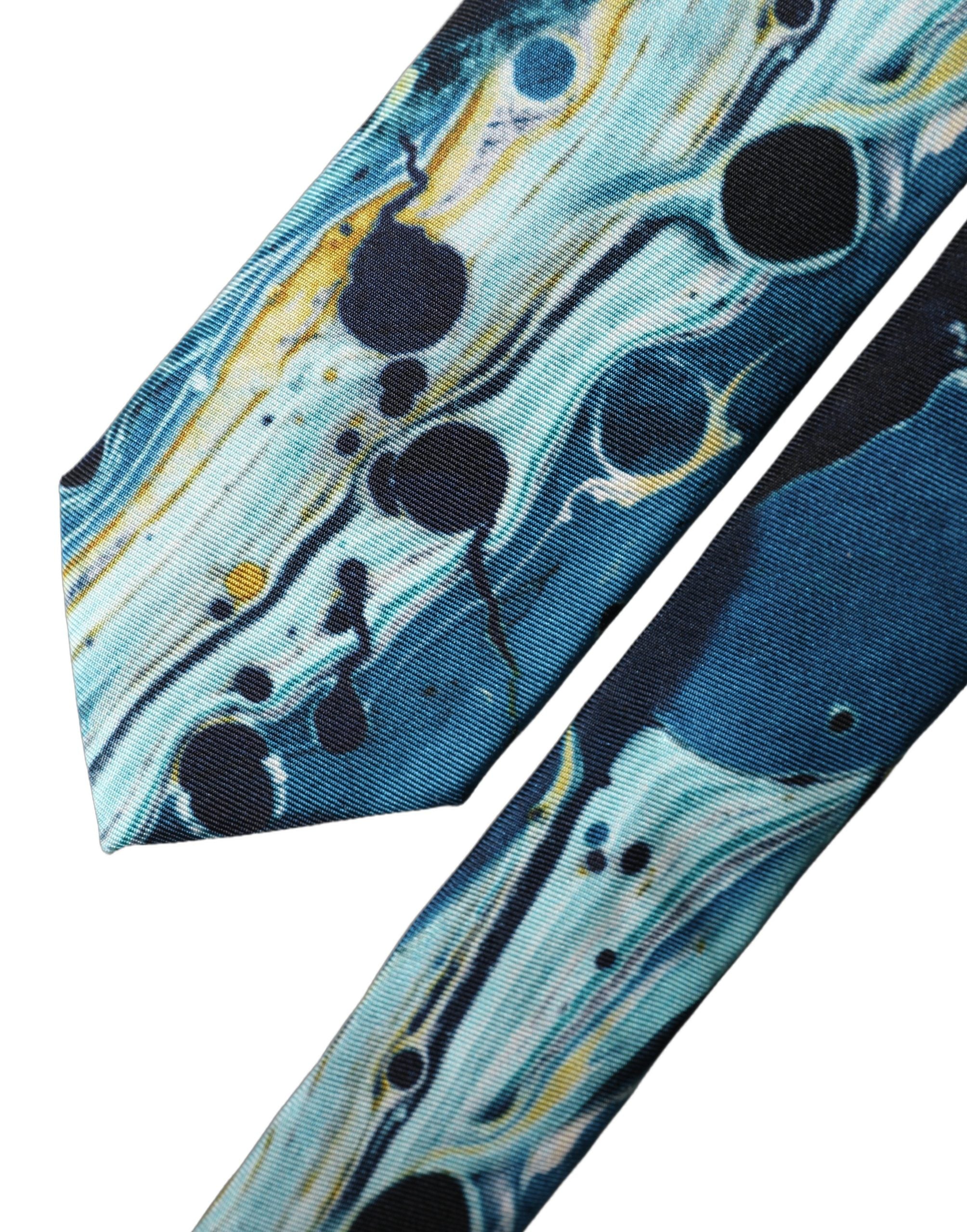 Dolce & Gabbana Multicolor Abstract Silk Adjustable Men Tied Necktie Tie Dolce & Gabbana