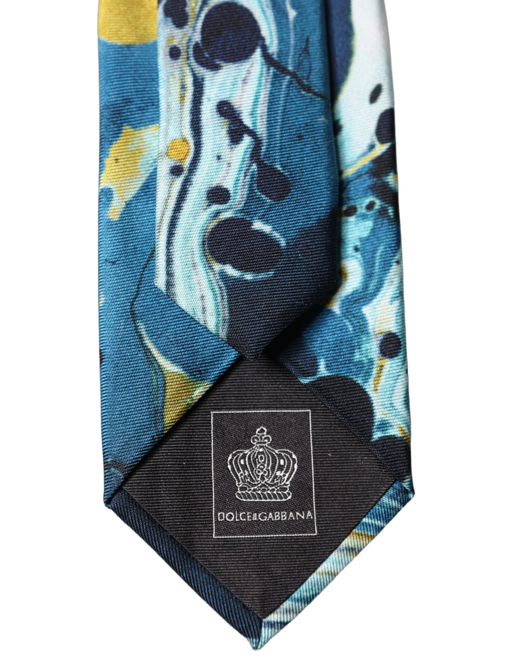 Dolce & Gabbana Multicolor Abstract Silk Adjustable Men Tied Necktie Tie Dolce & Gabbana