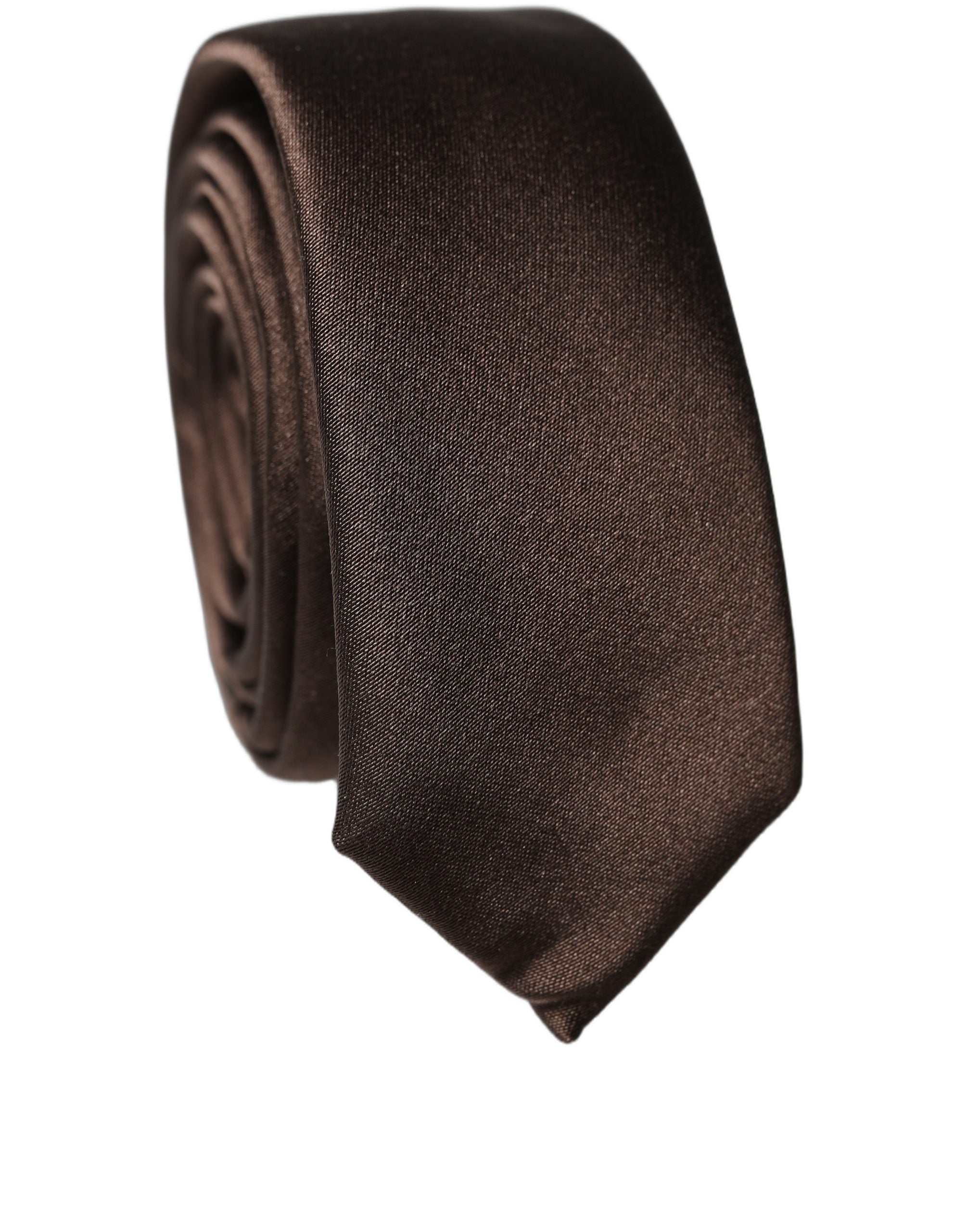 Dolce & Gabbana Brown Solid 100% Silk Adjustable Men Tied Necktie Tie Dolce & Gabbana