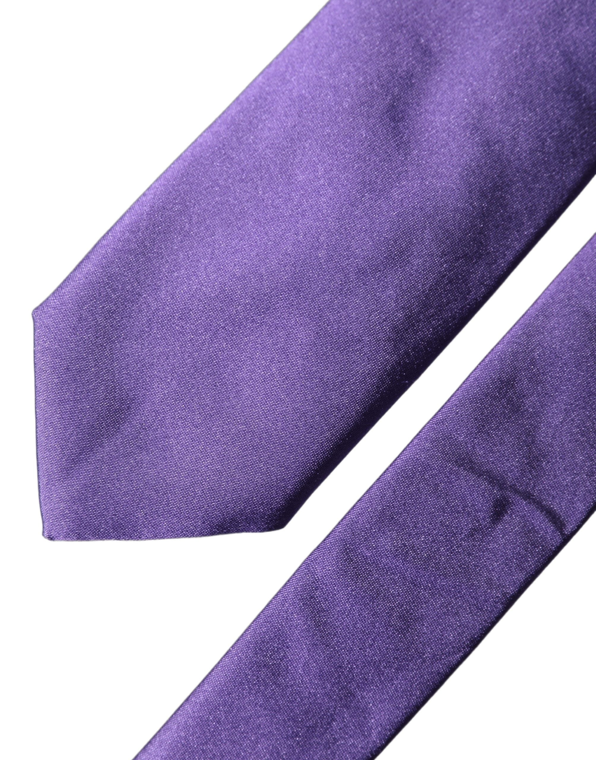Dolce & Gabbana Purple Satin 100% Silk Adjustable Men Tied Necktie Tie Dolce & Gabbana