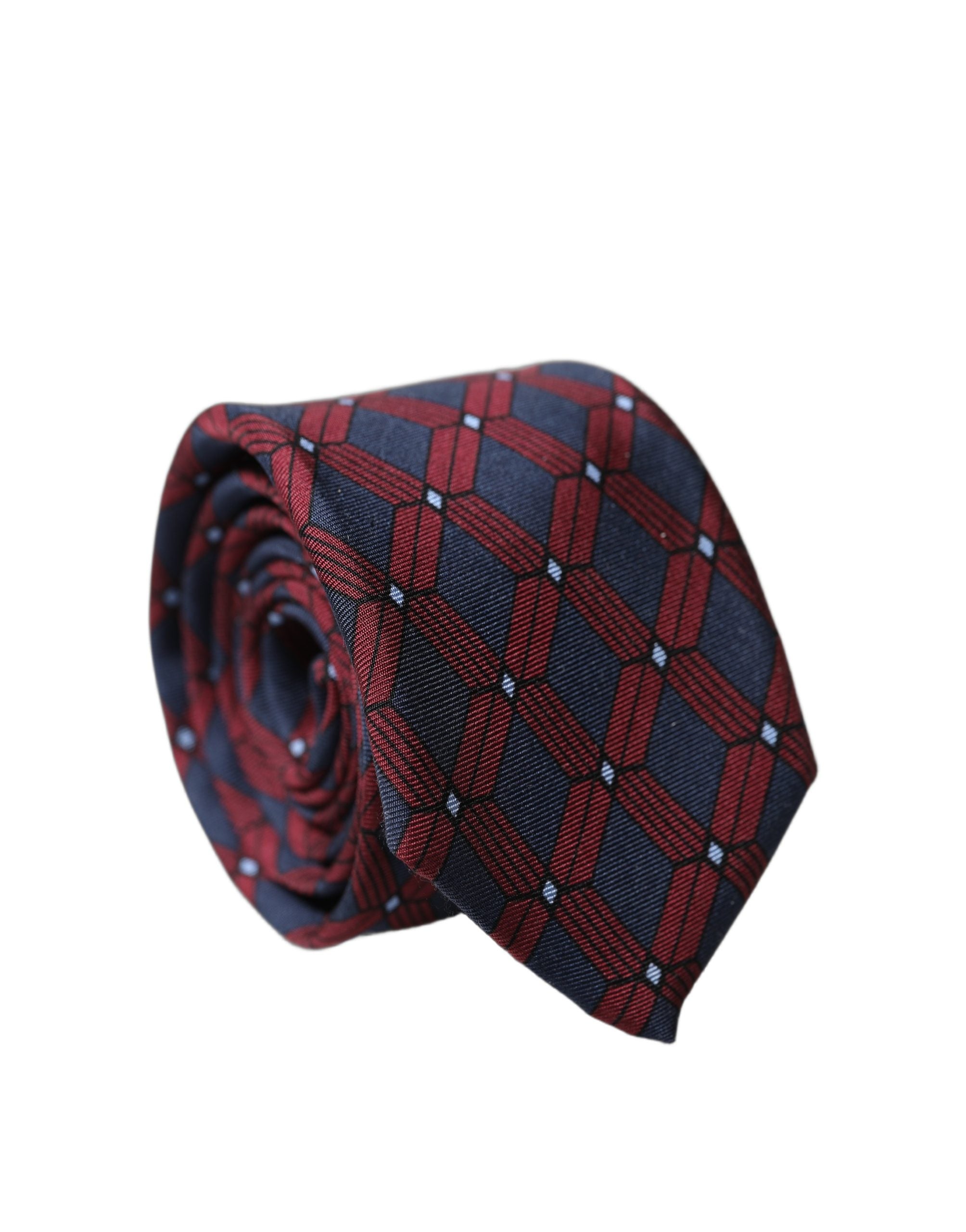 Dolce & Gabbana Blue Red Patterned 100% Silk Adjustable Men Necktie Tie Dolce & Gabbana