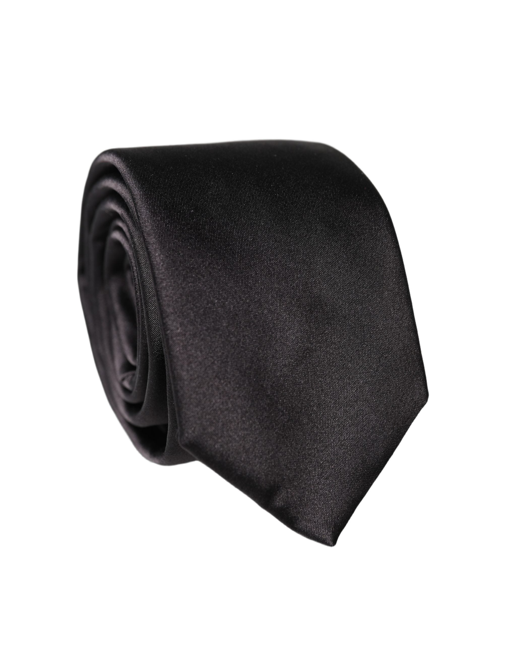 Dolce & Gabbana Black Solid Silk Satin Wide Adjustable Men Necktie Tie Dolce & Gabbana