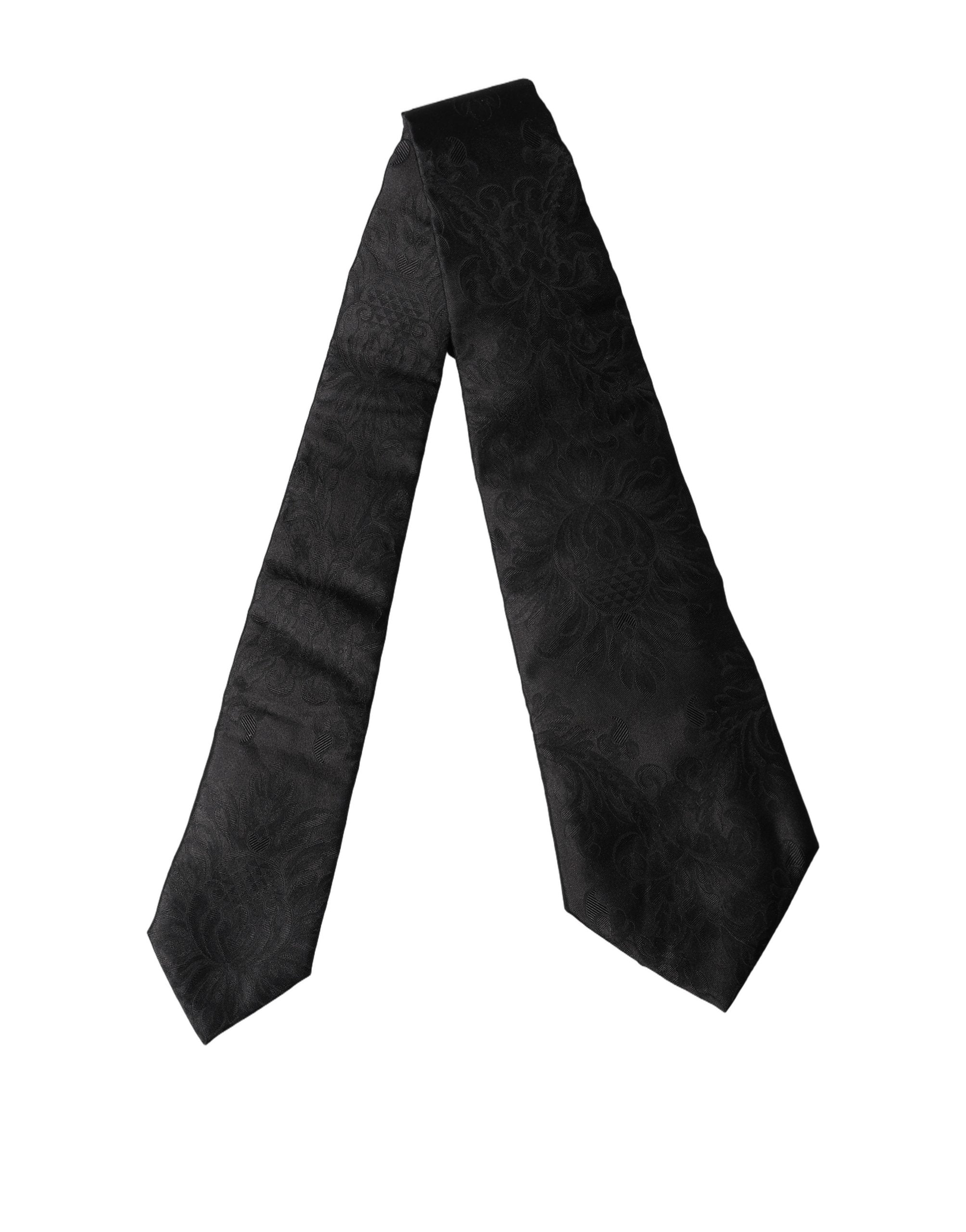 Dolce & Gabbana Black Paisley Woven Silk Adjustable Women Necktie Tie Dolce & Gabbana