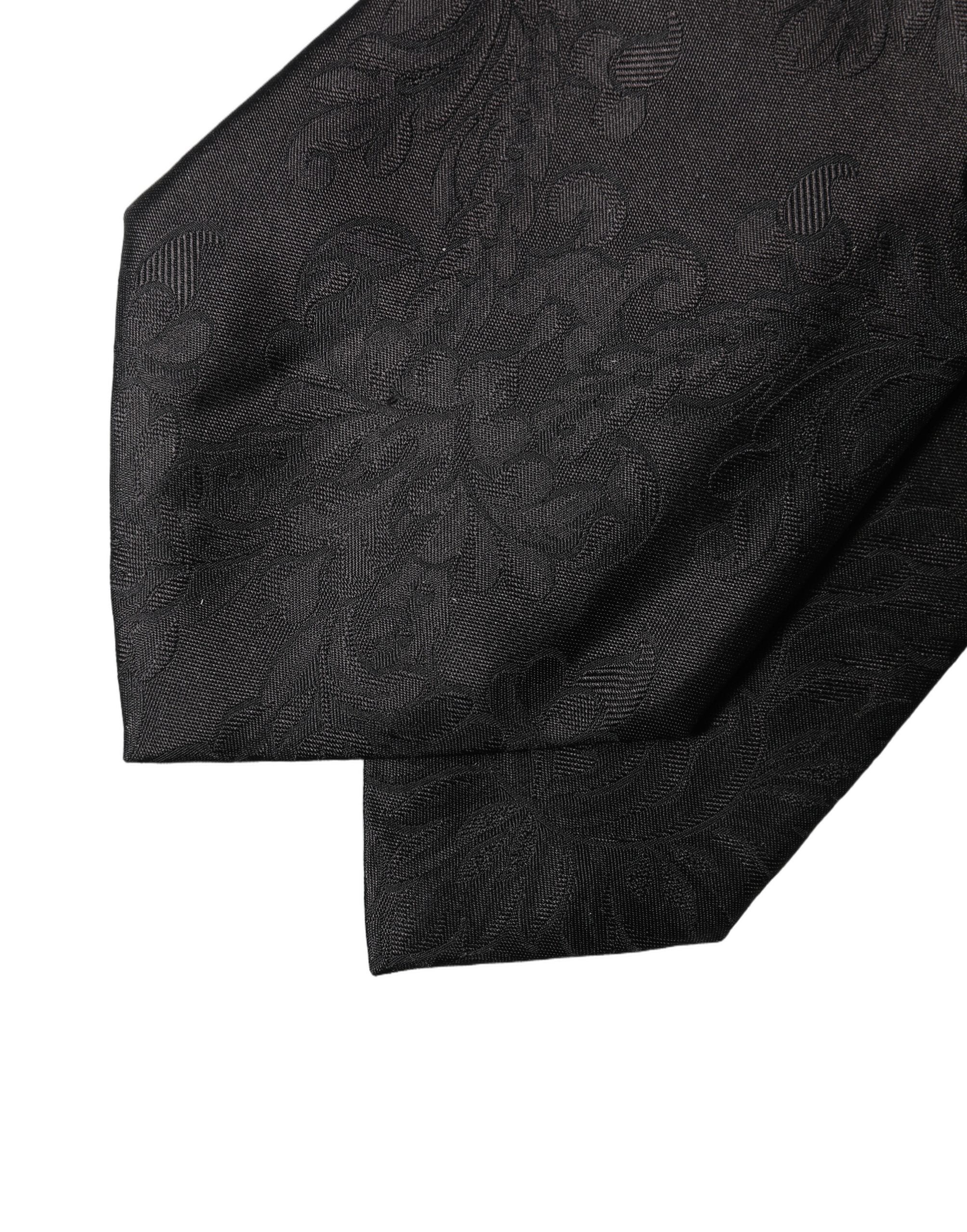 Dolce & Gabbana Black Paisley Woven Silk Adjustable Women Necktie Tie Dolce & Gabbana