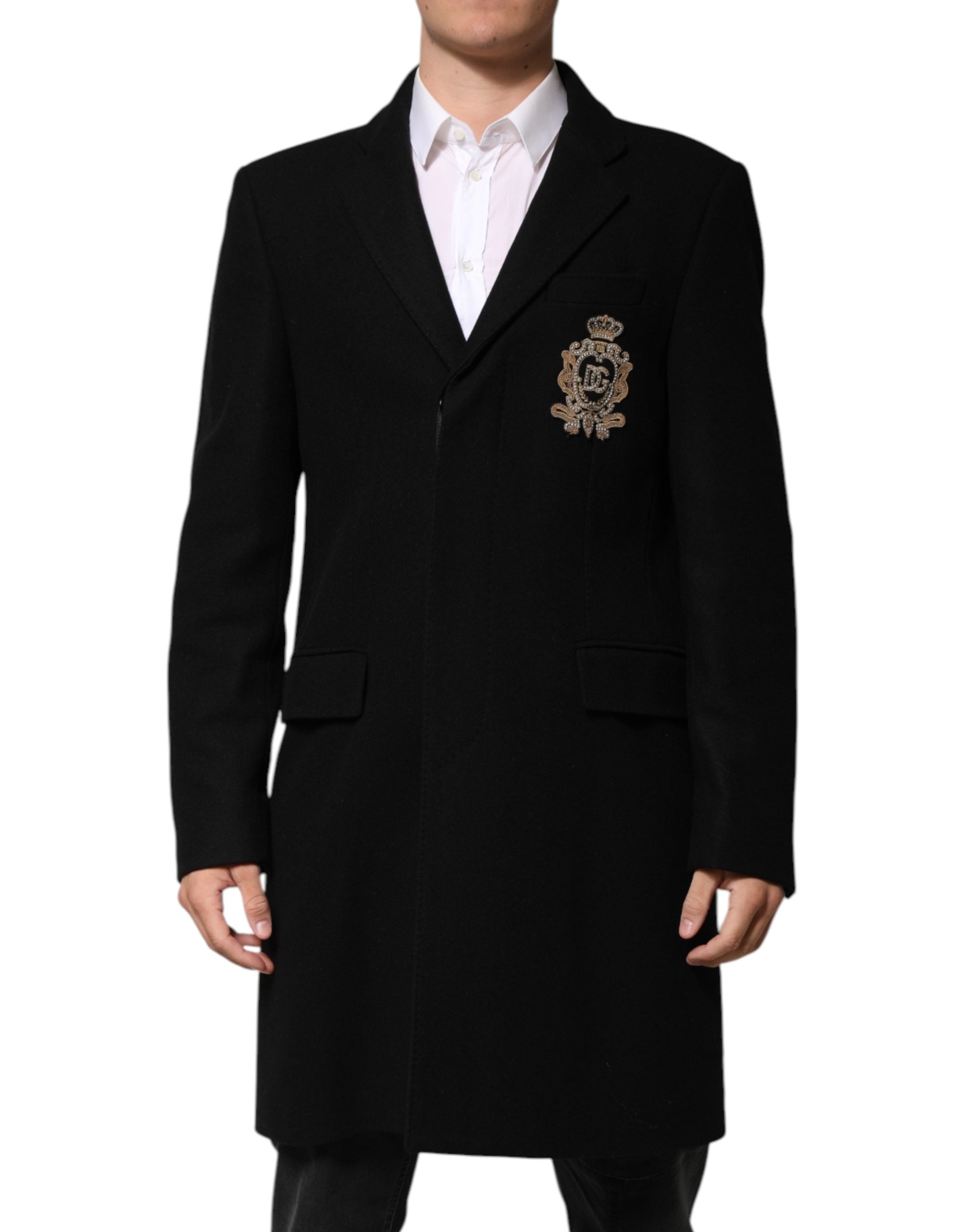 Dolce & Gabbana Black Heraldic Patch Single Breasted Jacket Dolce & Gabbana