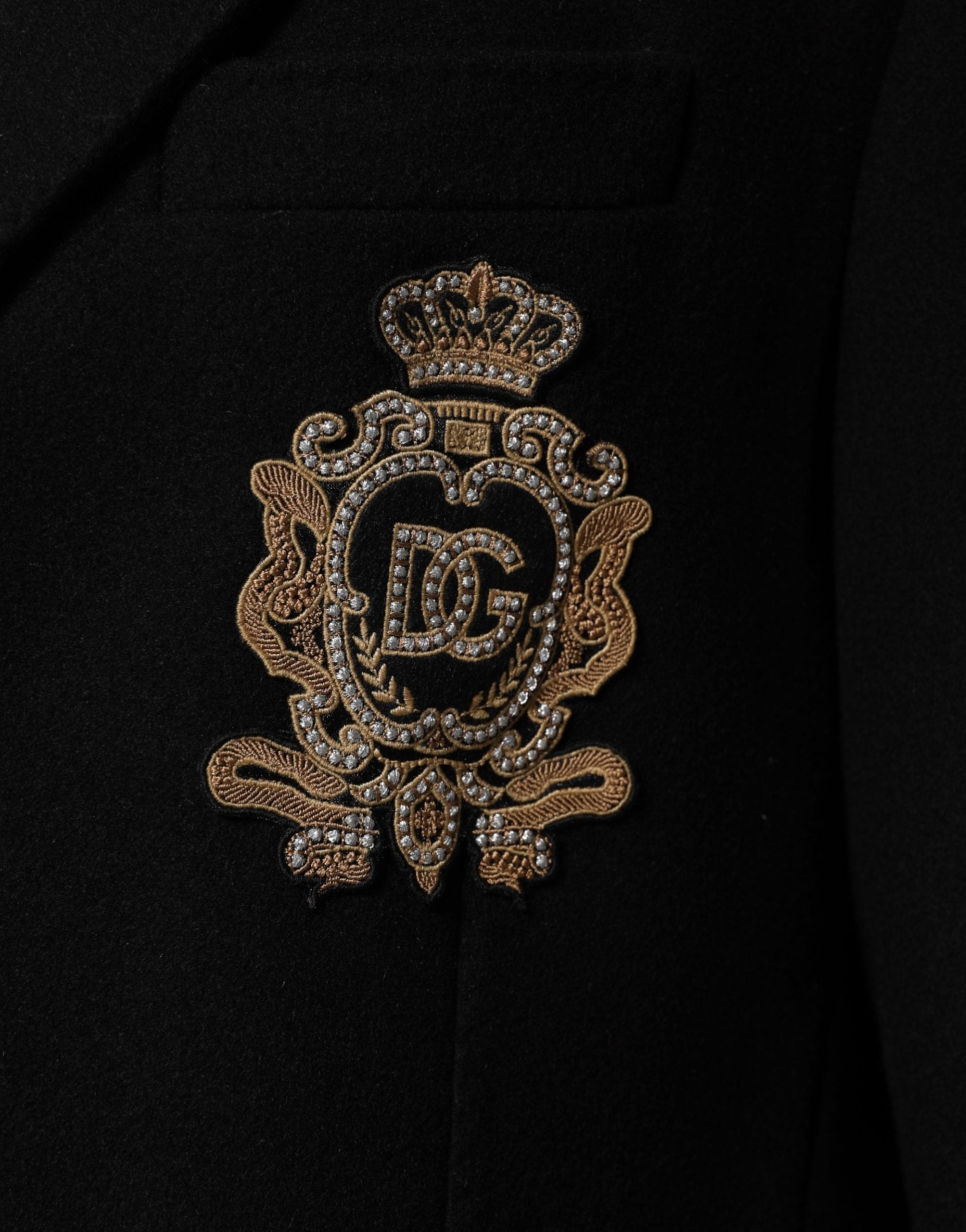 Dolce & Gabbana Black Heraldic Patch Single Breasted Jacket Dolce & Gabbana