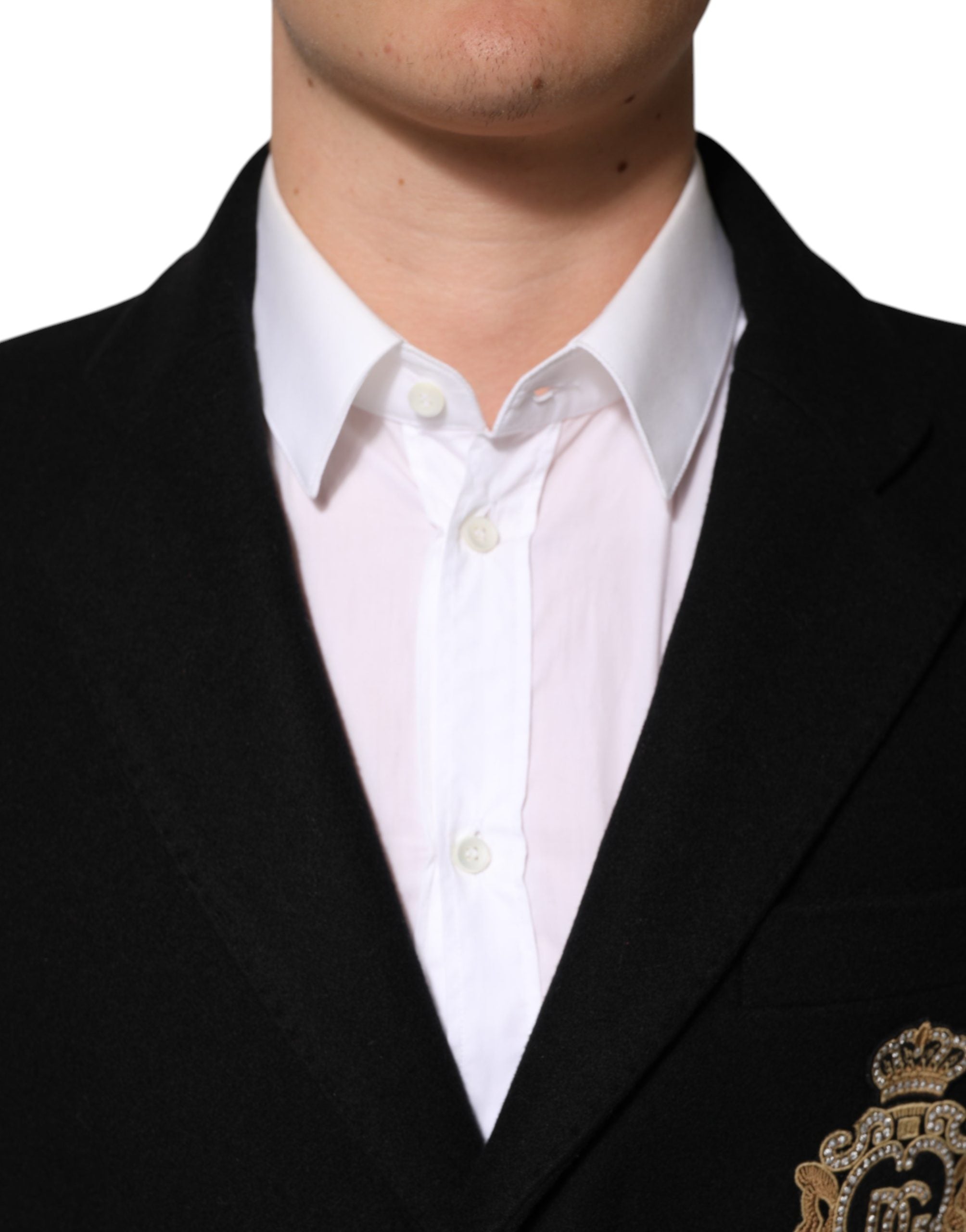 Dolce & Gabbana Black Heraldic Patch Single Breasted Jacket Dolce & Gabbana