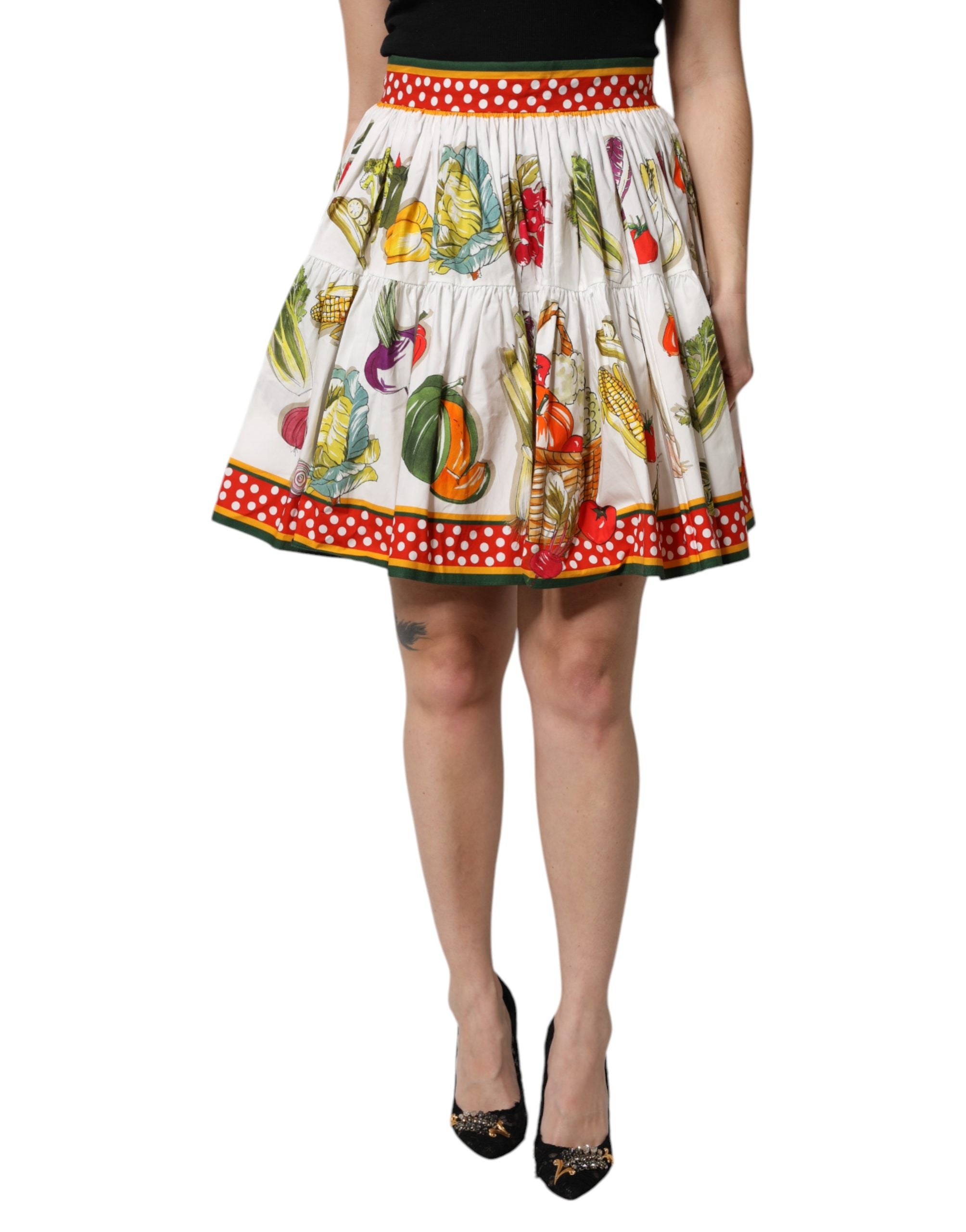 Dolce & Gabbana Multicolor Vegetable Print Short Poplin Mini Skirt Dolce & Gabbana