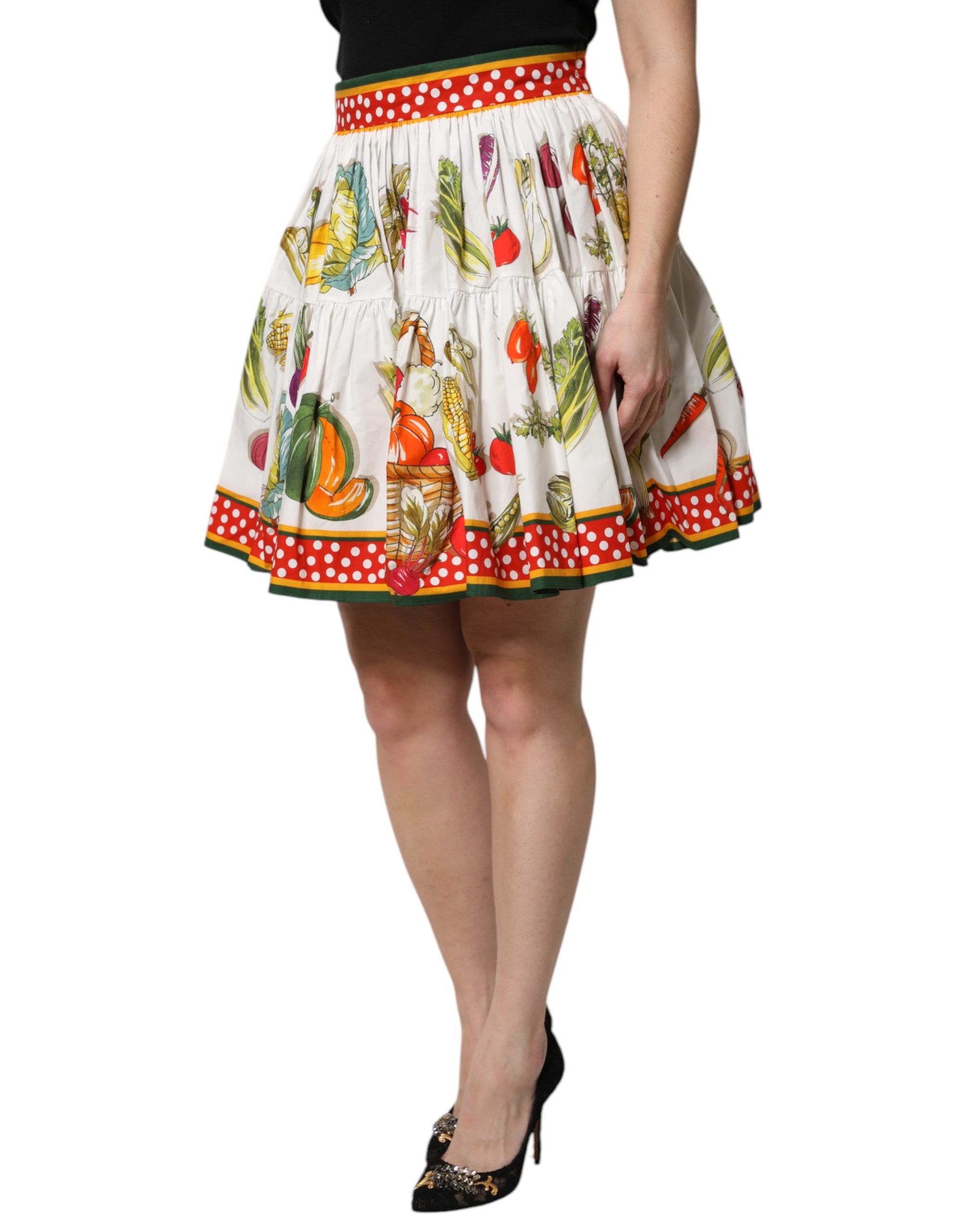 Dolce & Gabbana Multicolor Vegetable Print Short Poplin Mini Skirt Dolce & Gabbana