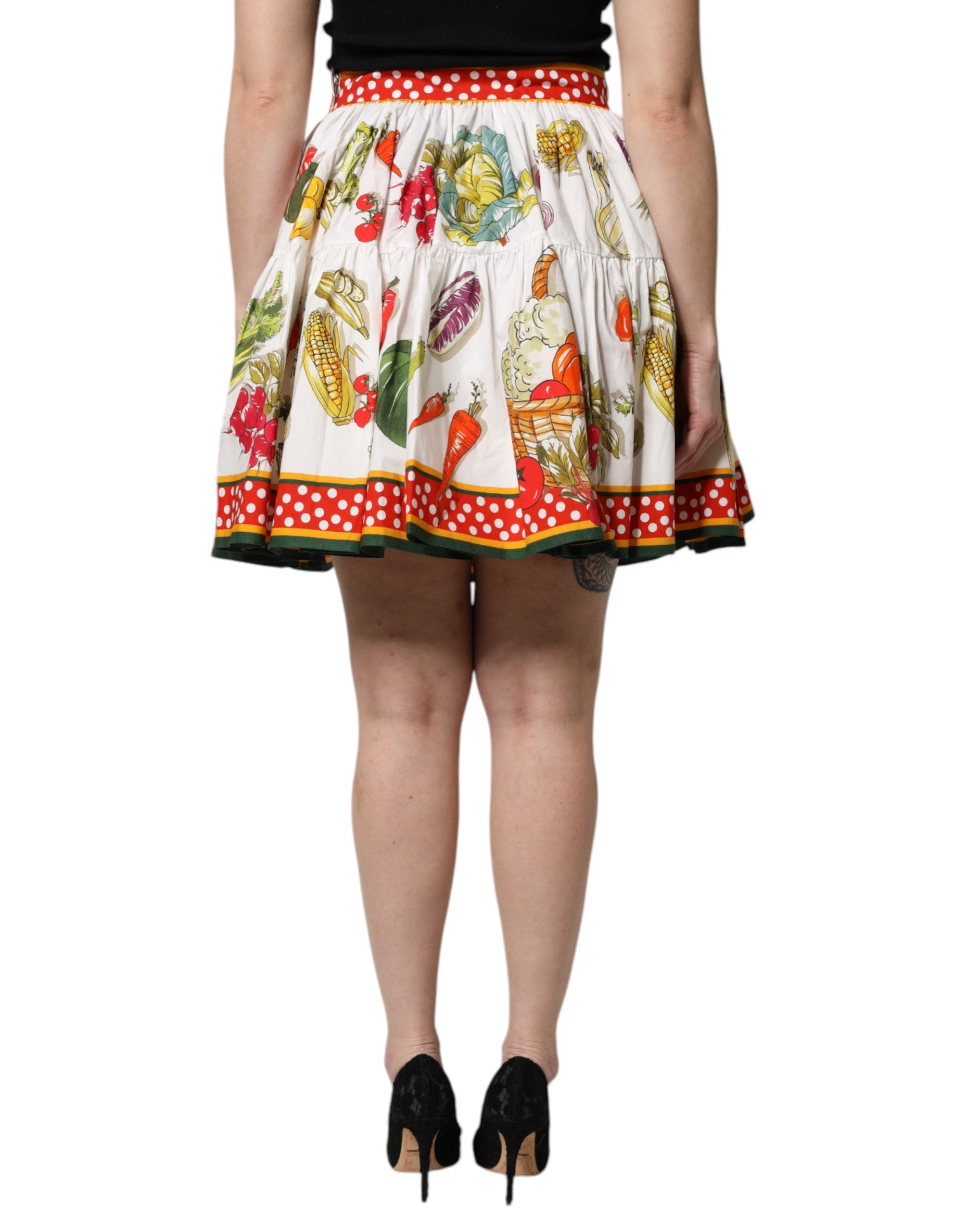 Dolce & Gabbana Multicolor Vegetable Print Short Poplin Mini Skirt Dolce & Gabbana