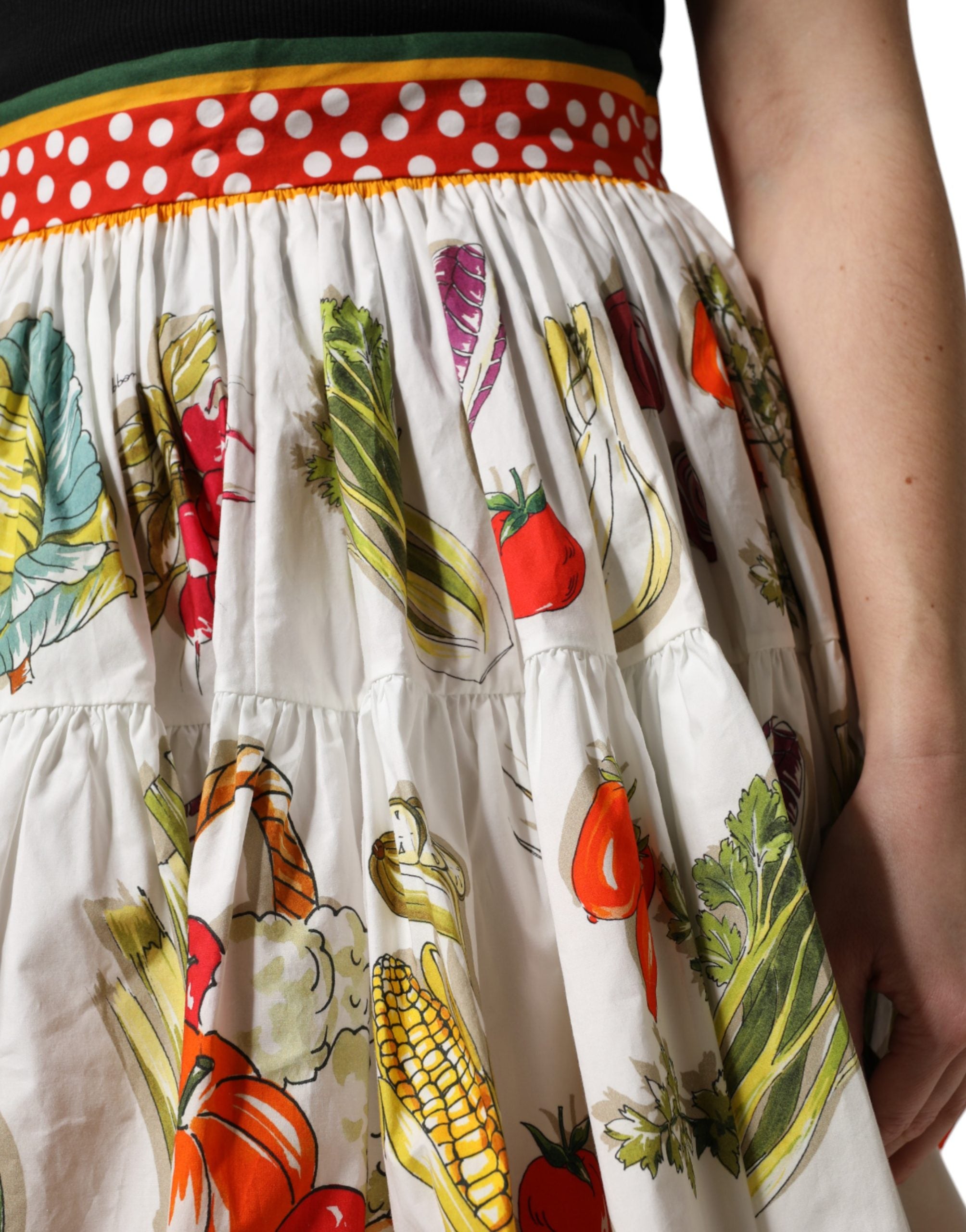 Dolce & Gabbana Multicolor Vegetable Print Short Poplin Mini Skirt Dolce & Gabbana