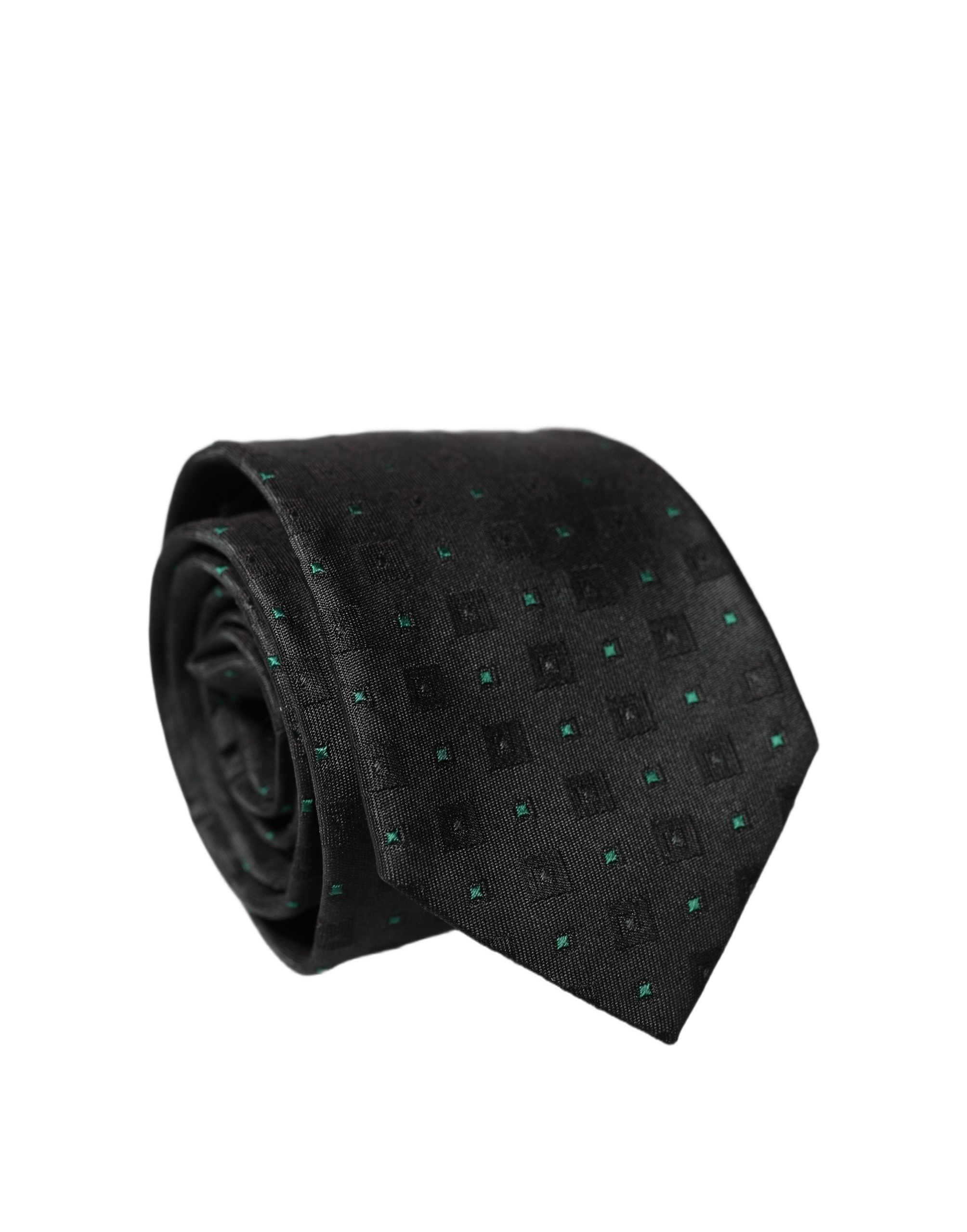 Dolce & Gabbana Black Geometric Silk Adjustable Men Tied Necktie Tie Dolce & Gabbana