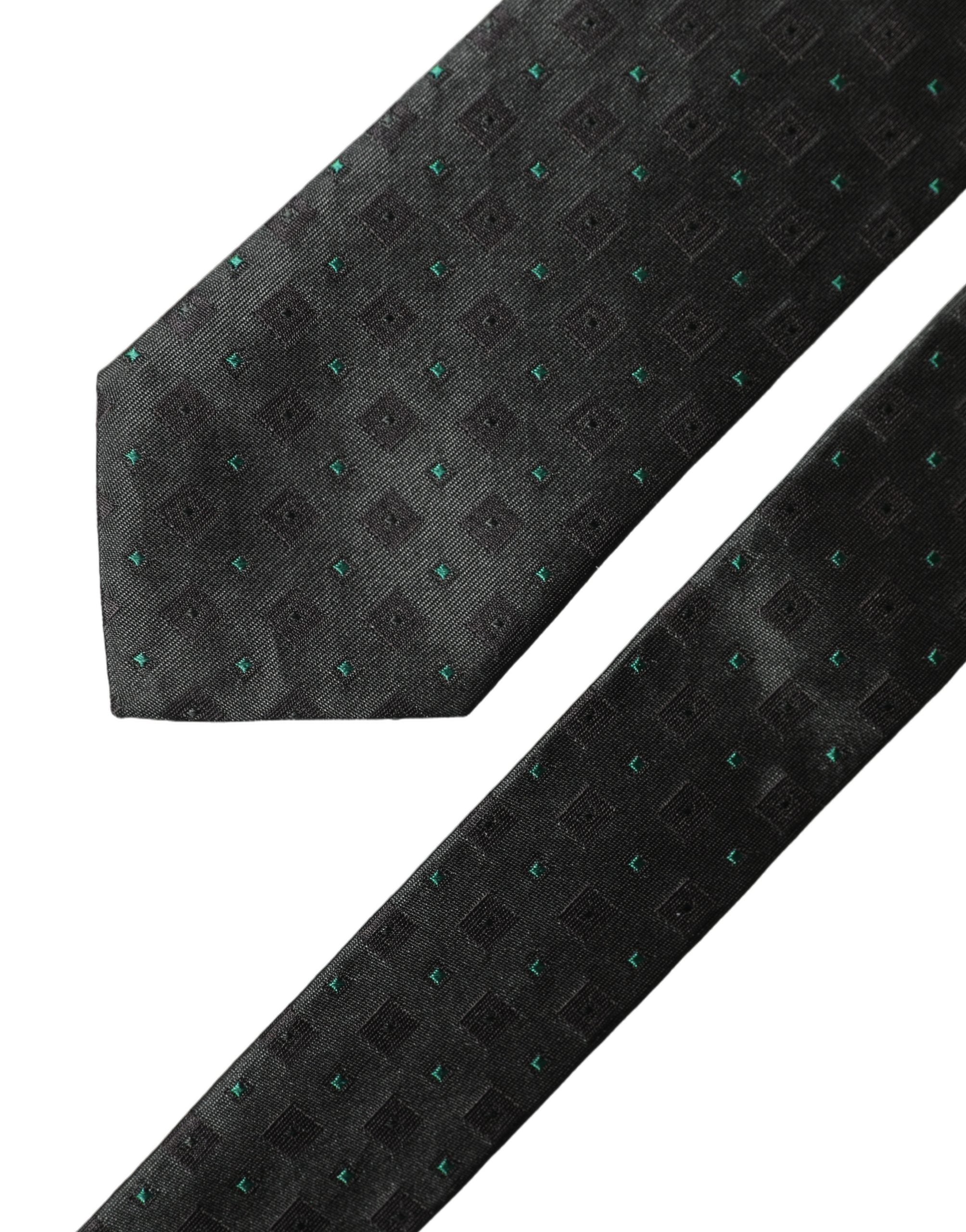 Dolce & Gabbana Black Geometric Silk Adjustable Men Tied Necktie Tie Dolce & Gabbana